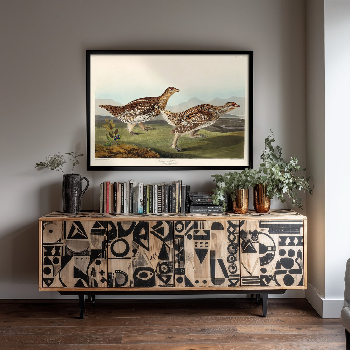 Sharp-tailed Grouse - John James Audubon Birds of America - Vintage Ornithology Art Print Poster Illustration