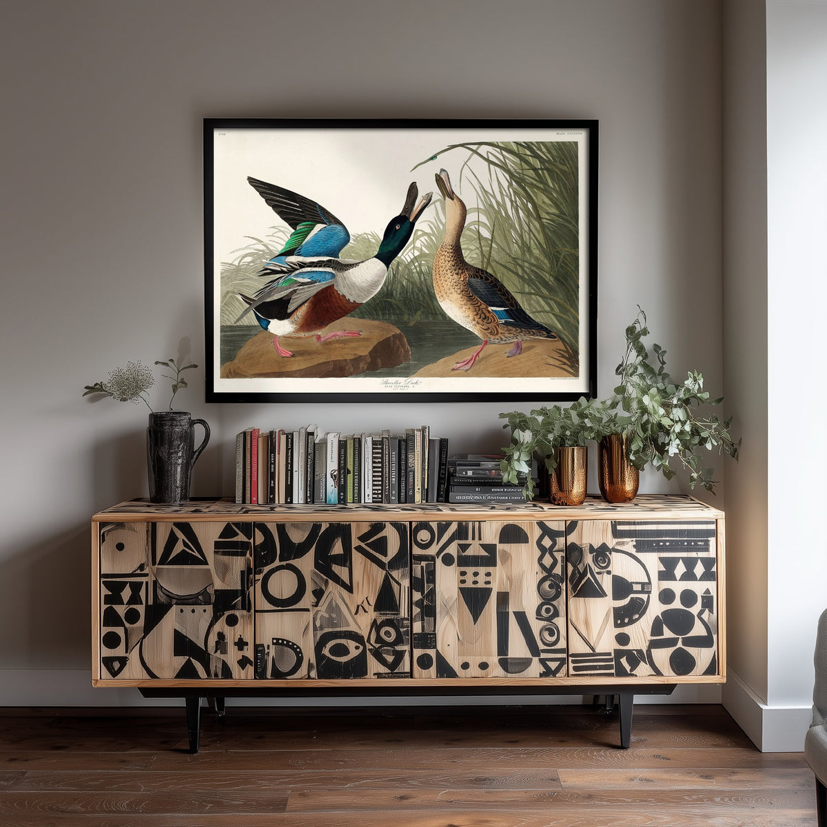 Northern Shoveler - Shoveller Duck - John James Audubon Birds of America - Vintage Art Print Poster Illustration