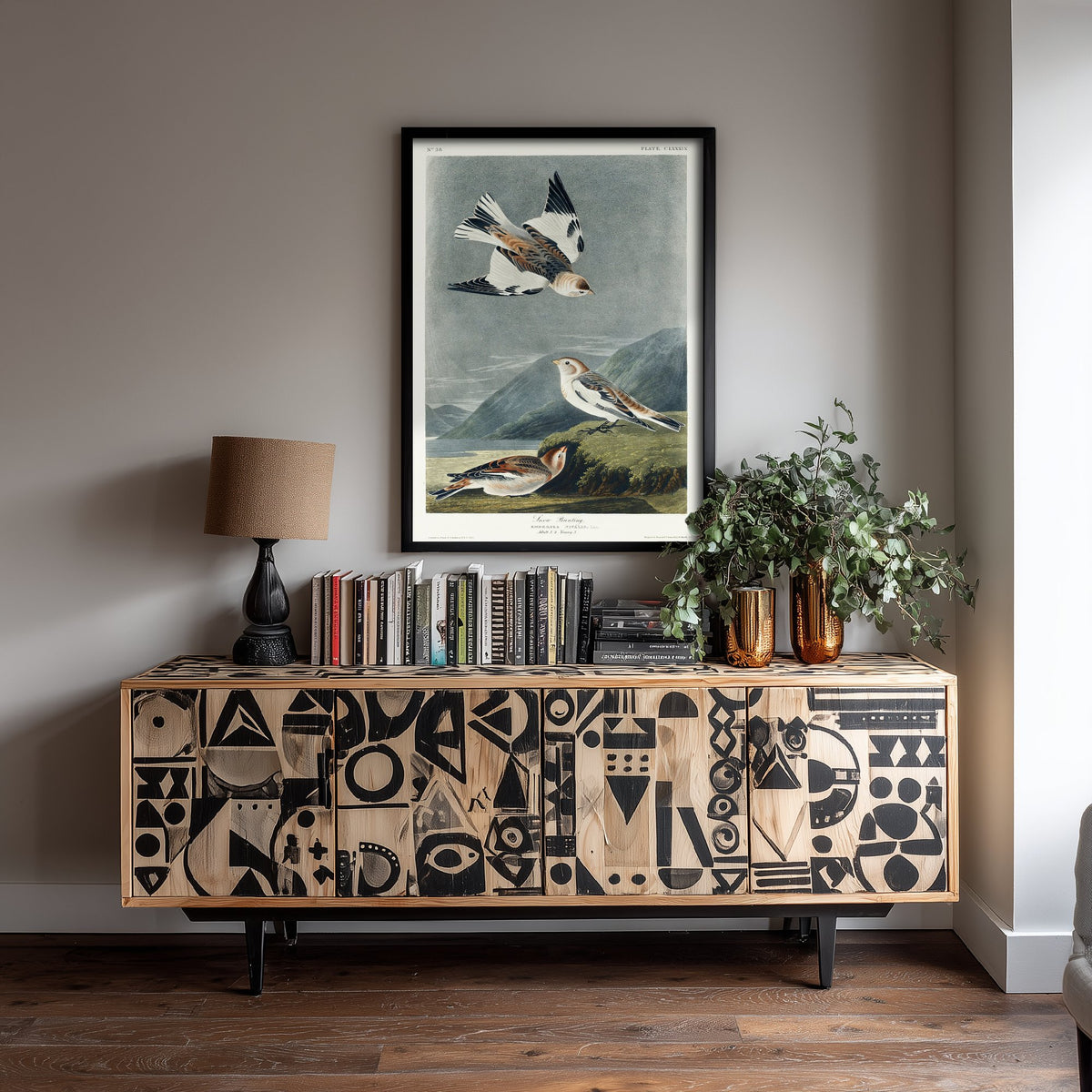 Snow Bunting Art Print - John James Audubon Birds of America Poster - Vintage Ornithology Illustration