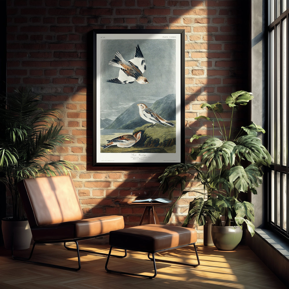 Snow Bunting Art Print - John James Audubon Birds of America Poster - Vintage Ornithology Illustration