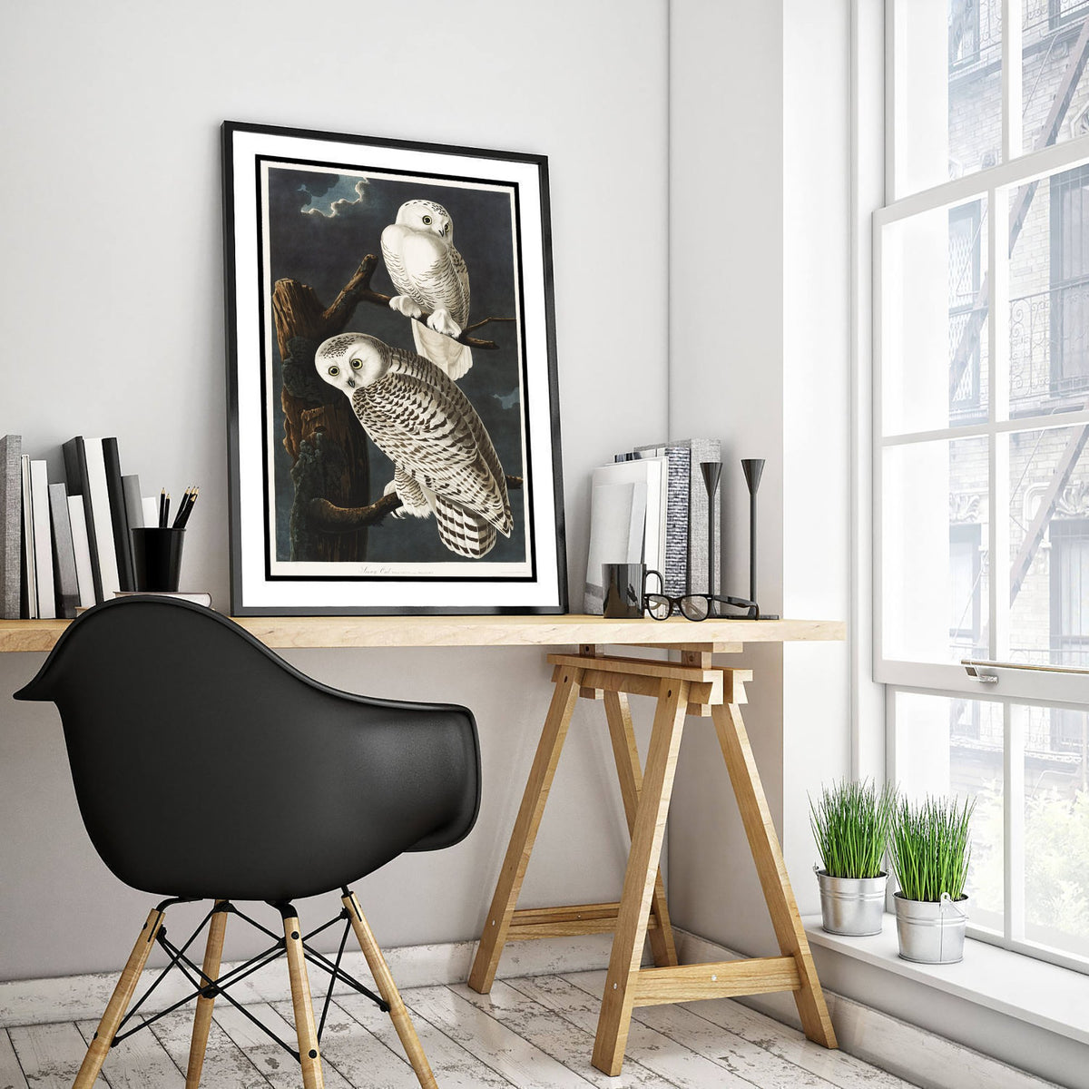 Snowy Owl Art Print - John James Audubon Birds of America Poster - Vintage Ornithology Illustration