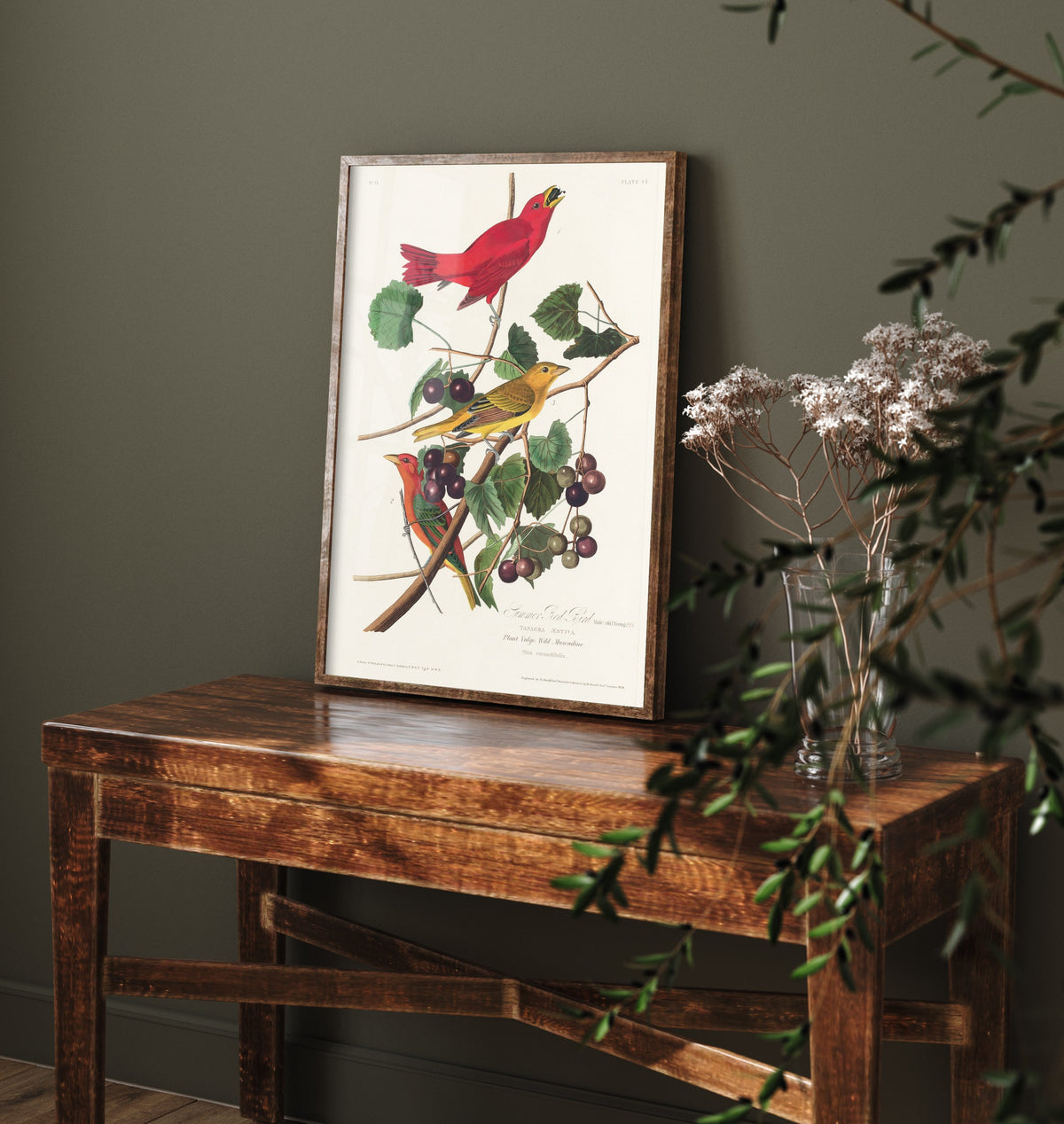 Summer Tanager Art Print - John James Audubon Birds of America - Vintage Ornithology Illustration Poster