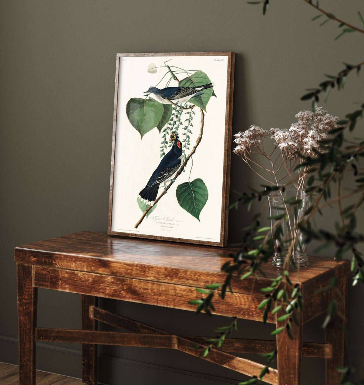 Eastern Kingbird Art Print - John James Audubon Birds of America - Tyrant Flycatcher Vintage Ornithology Illustration Poster