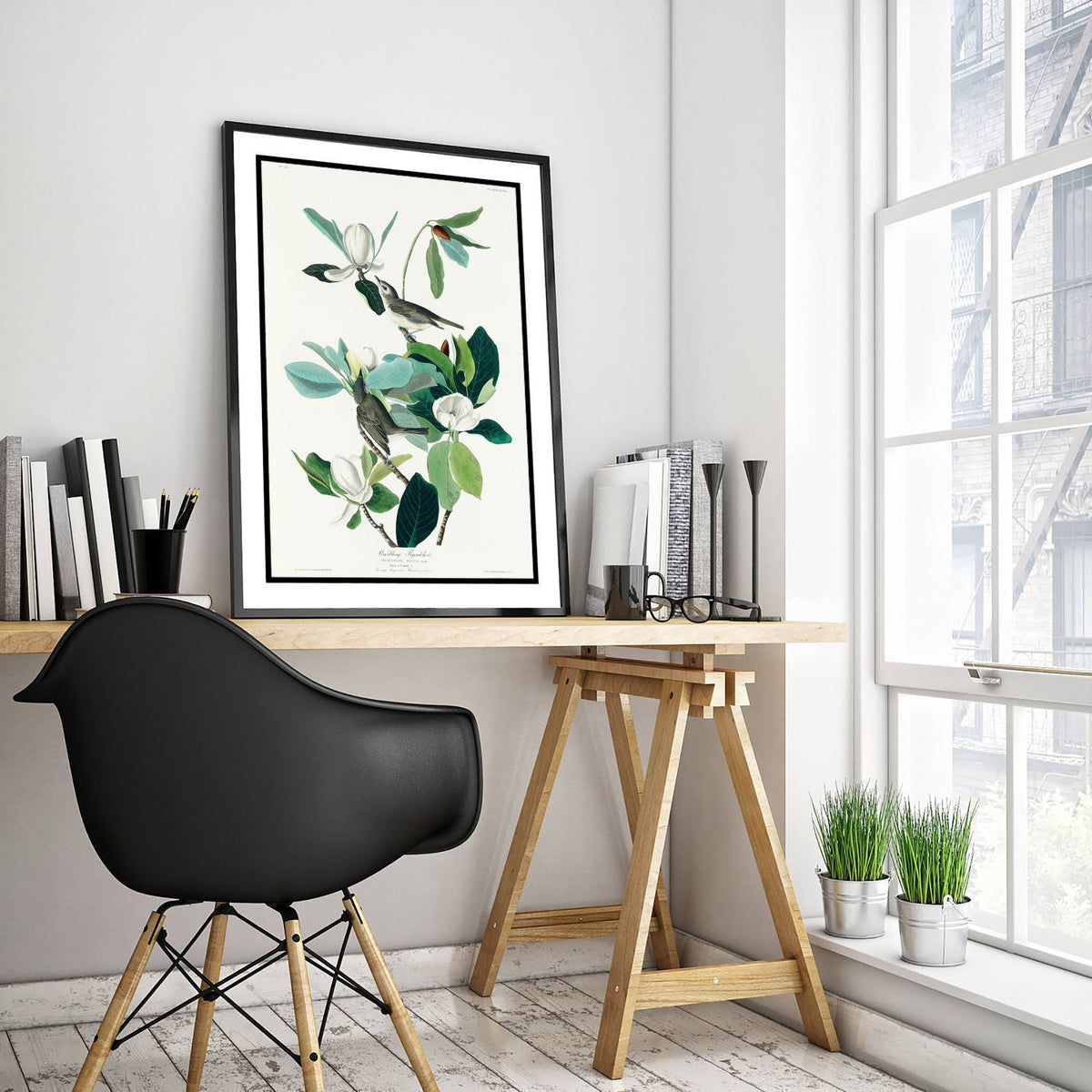 Warbling Vireo Art Print - John James Audubon Birds of America - Warbling Flycatcher Vintage Ornithology Illustration Poster