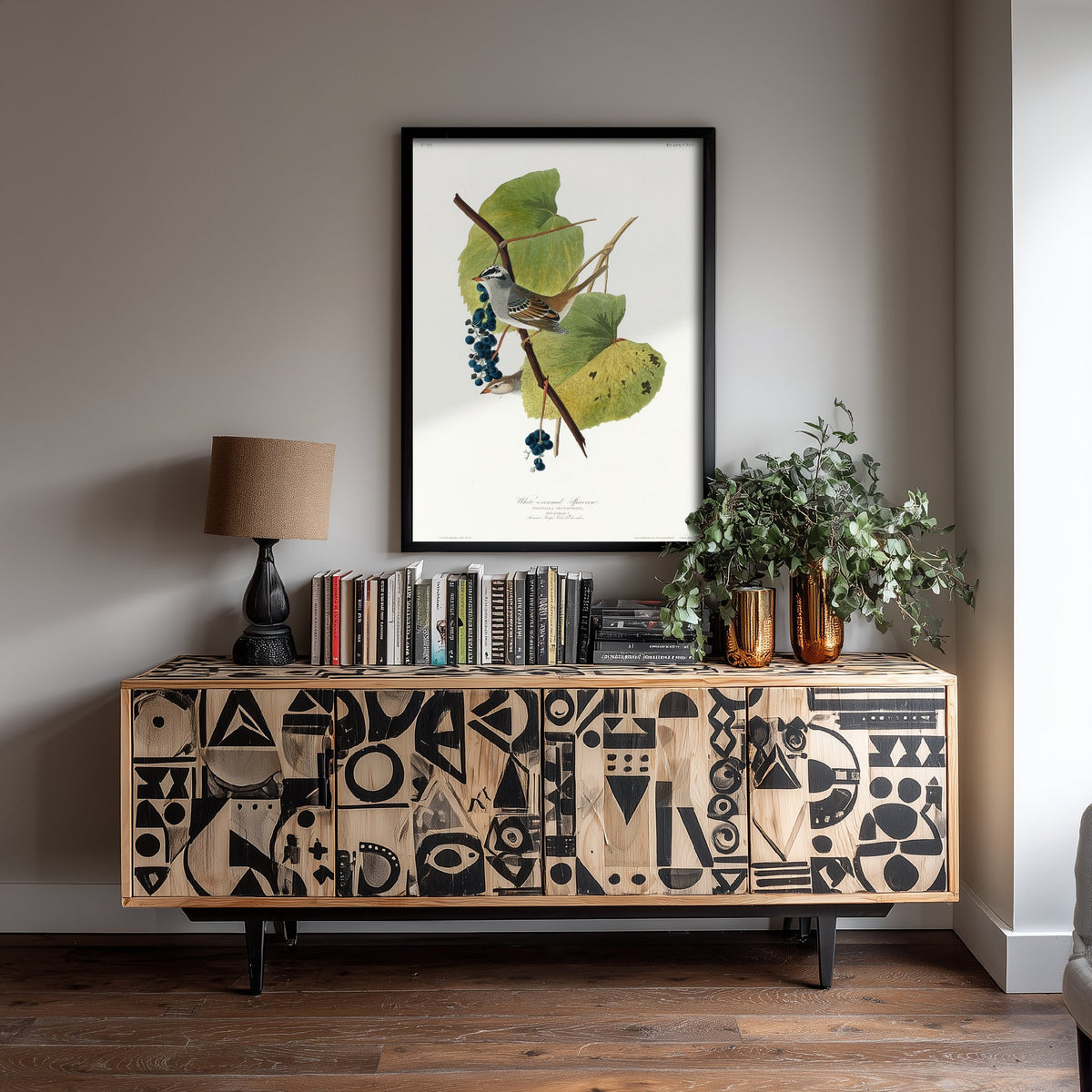 White-crowned Sparrow Art Print - John James Audubon Birds of America Poster - Vintage Ornithology Illustration