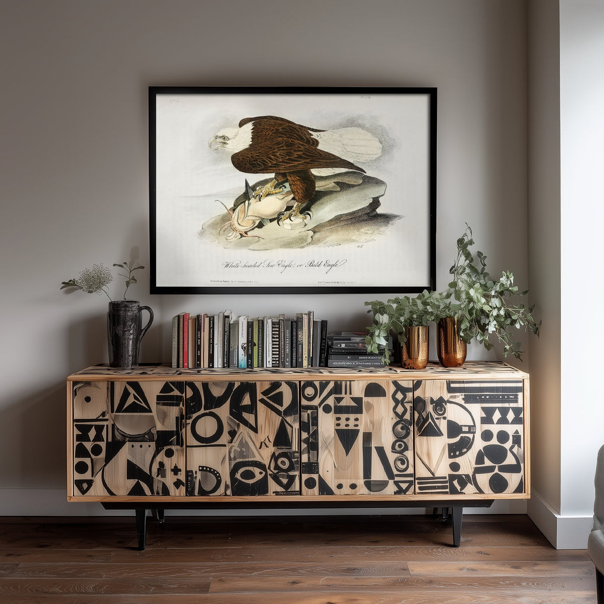 Bald Eagle Art Print with Prey - John James Audubon Birds of America Poster - Vintage Ornithology Illustration