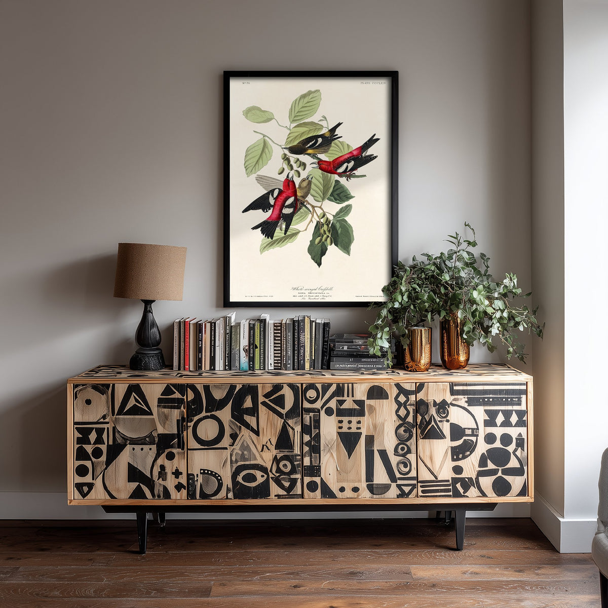 White-winged Crossbill Art Print - John James Audubon Birds of America Poster - Vintage Ornithology Illustration