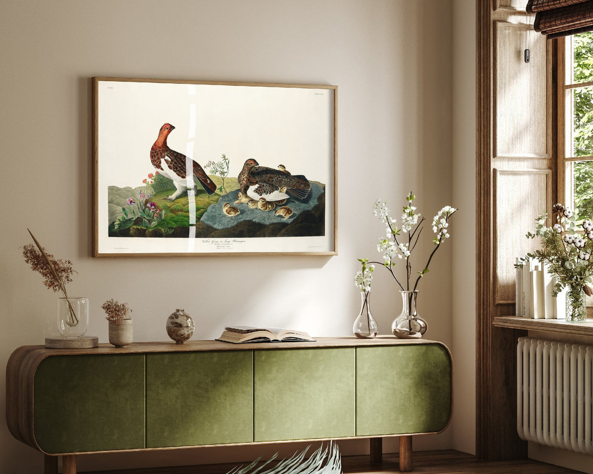 Willow Ptarmigan Art Print - John James Audubon Birds of America Poster - Vintage Ornithology Illustration