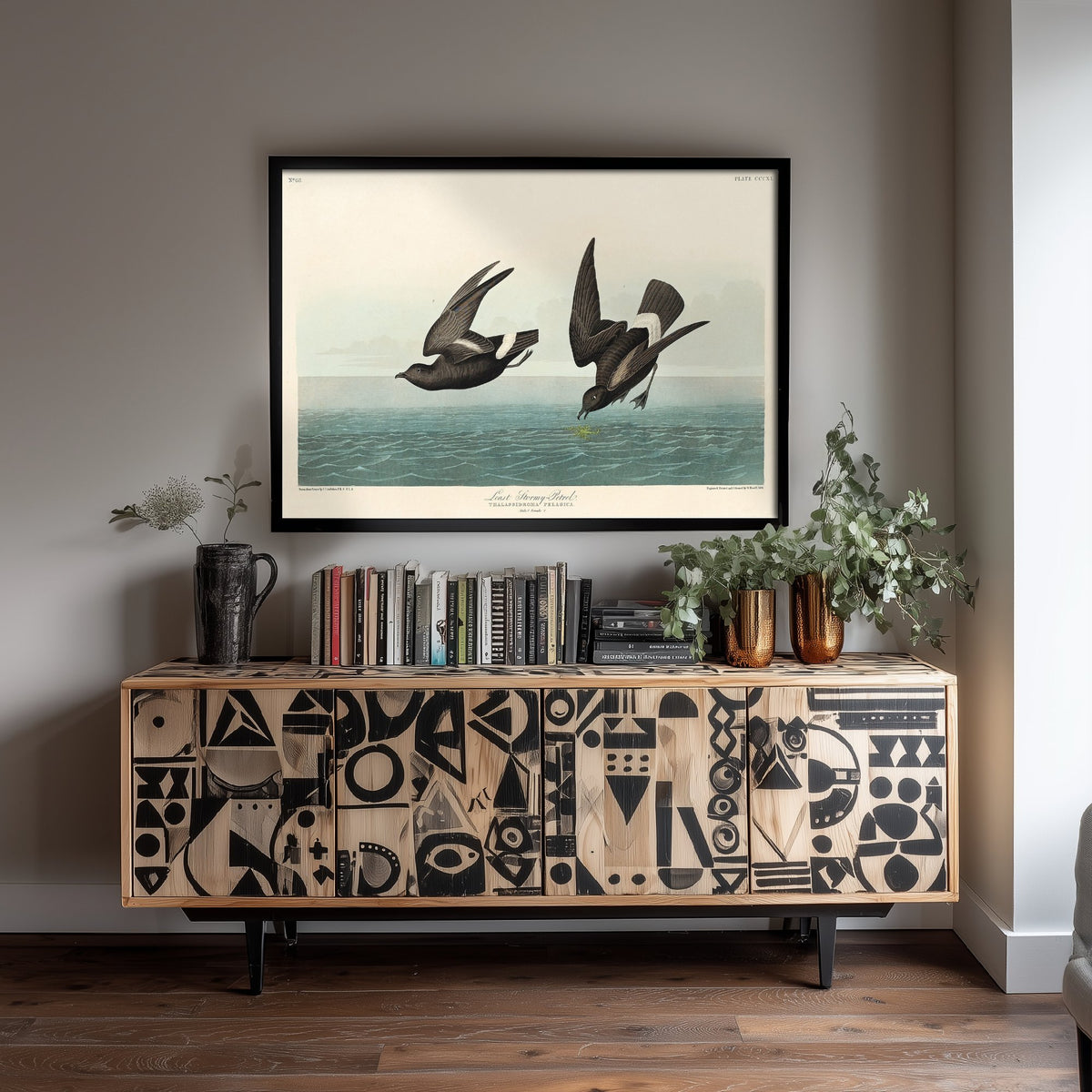 Wilson's Storm-Petrel Over Calm Sea - John James Audubon Birds of America - Vintage Ornithology Art Print Poster Illustration