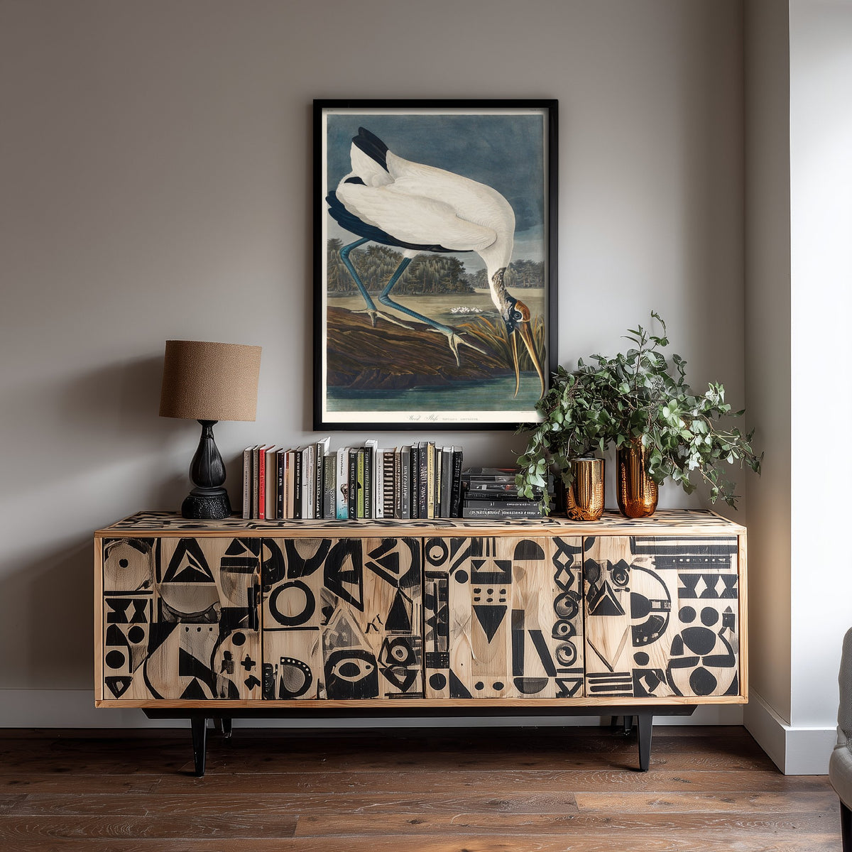 Wood Stork - John James Audubon Birds of America - Vintage Wood Ibis Art Print Poster Illustration