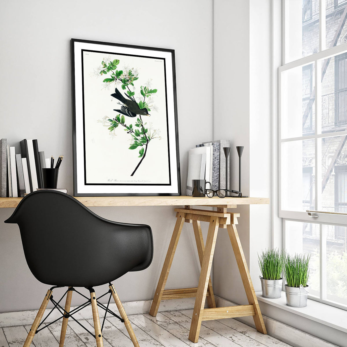 Eastern Wood-Pewee - John James Audubon Birds of America - Vintage Flycatcher Art Print Poster Illustration