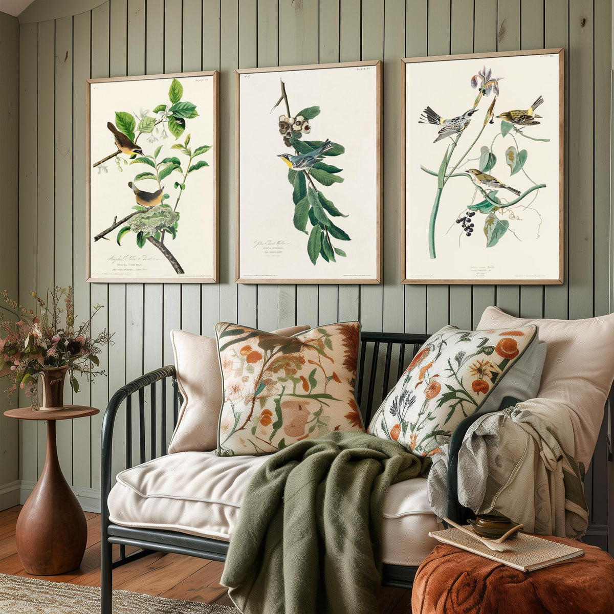 Set of Three John James Audubon Prints - Yellow-breasted Yellow-throated Yellow-crowned Warbler - 3 Bird Paintings Poster Wall Art