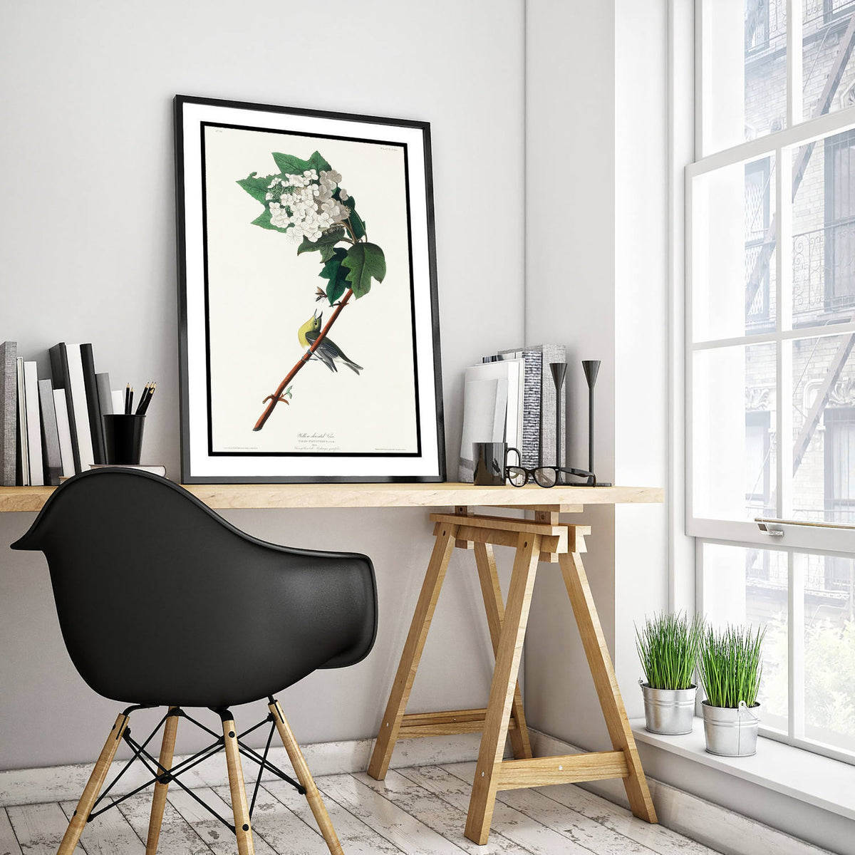 Yellow-throated Vireo Art Print - John James Audubon Birds of America Vintage Songbird Illustration Poster