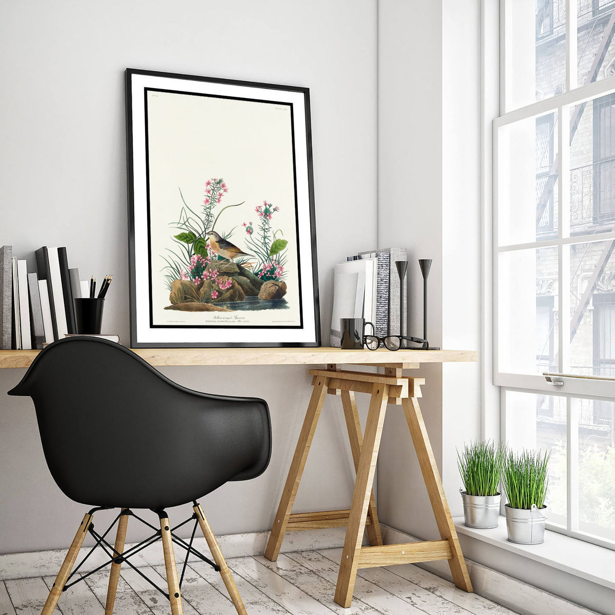 Grasshopper Sparrow Art Print - John James Audubon Birds of America Vintage Sparrow Illustration Poster
