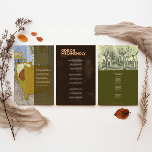 Ode on Melancholy by John Keats Set of Three Art Prints - To Sleep, In Drear-Nighted December - Full Poems over Classic Paintings Poster V1