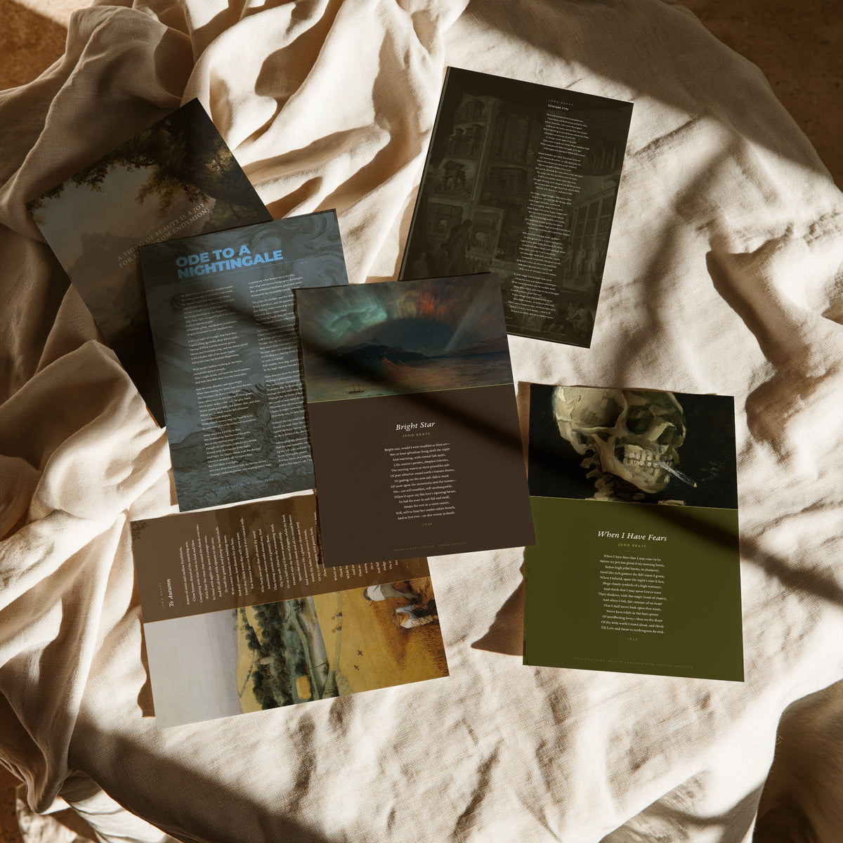 Set of Six John Keats Poem Art Prints - 6 Poems over Classic Paintings - Poetry Posters - Ode to a Nightingale, Grecian Urn, To Autumn