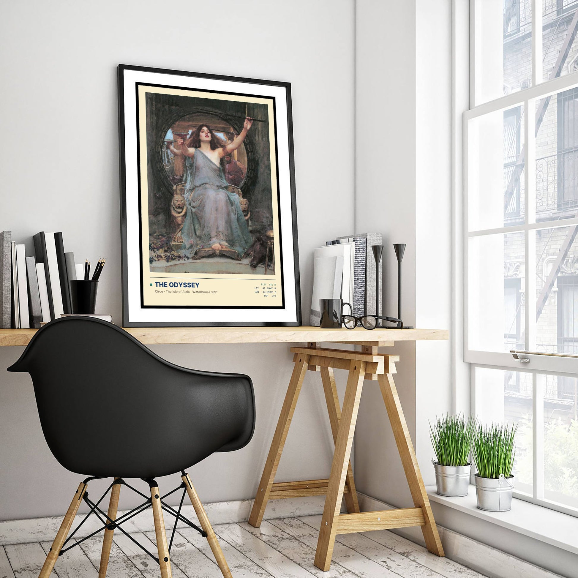 John William Waterhouse - Circe Offering the Cup to Ulysses (1891) - The Odyssey Gallery Poster - Classic Painting Art Print