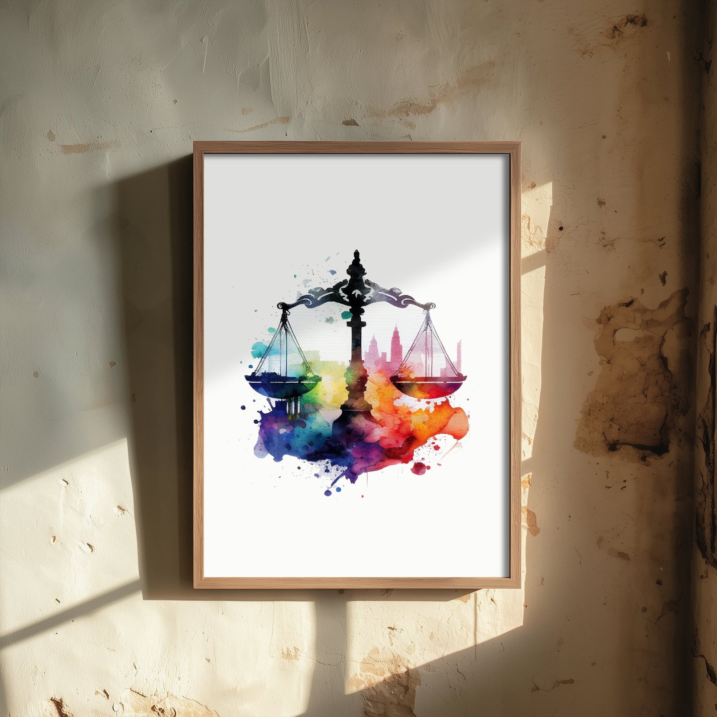 Scales of Justice Art Print - Colourful Watercolour Poster - Law Office Wall Art - Lawyer Gift 1/3