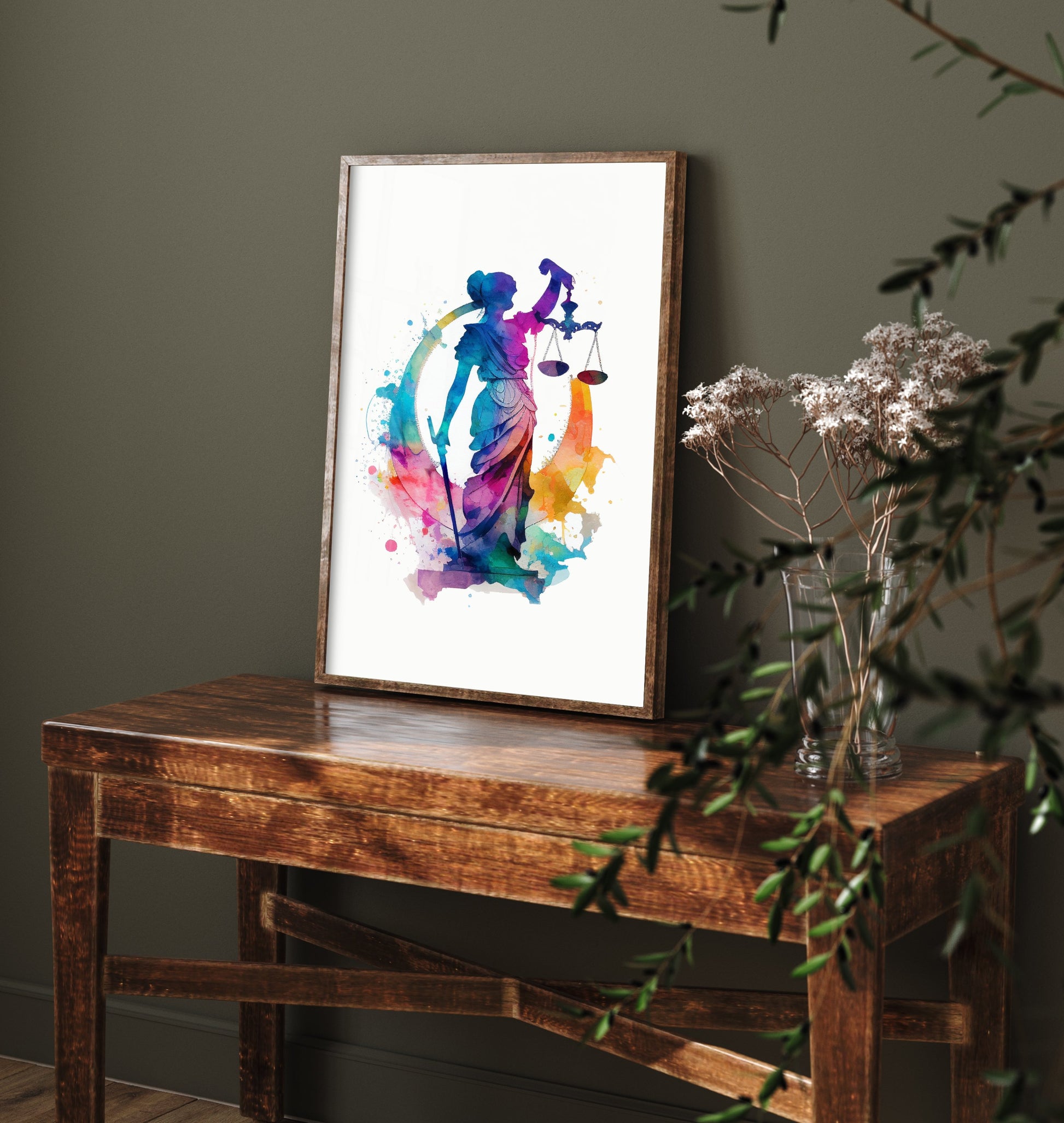 Lady Justice Art Print - Colourful Watercolour Poster - Law Office Wall Art - Lawyer Gift 2/3
