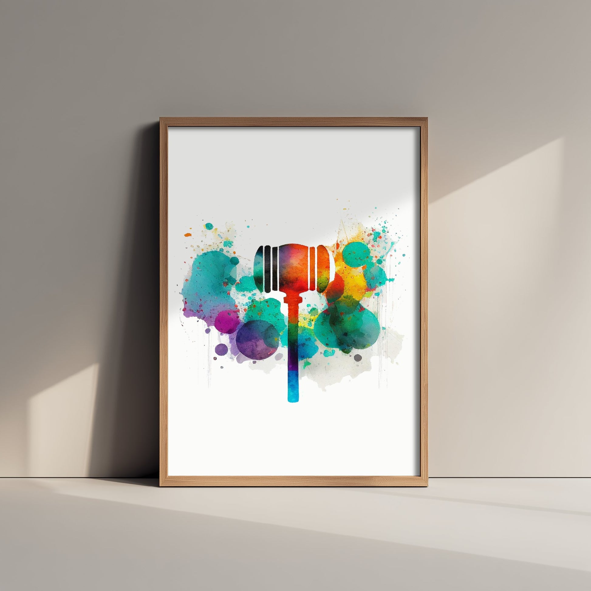 Judge's Gavel Art Print - Colourful Watercolour Poster - Law Office Wall Art - Lawyer Gift 3/3