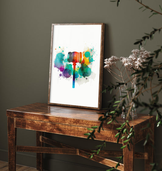 Judge's Gavel Art Print - Colourful Watercolour Poster - Law Office Wall Art - Lawyer Gift 3/3