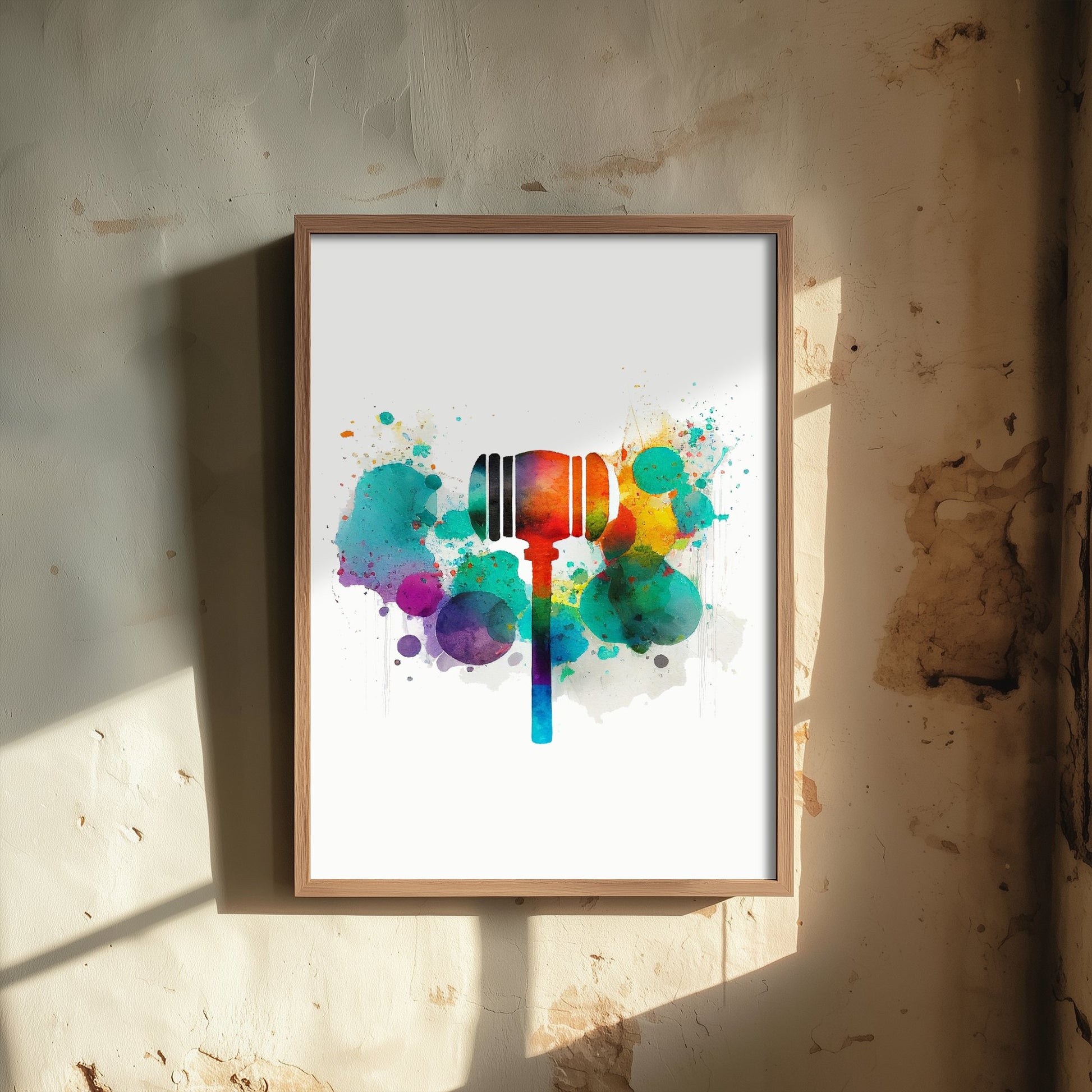 Judge's Gavel Art Print - Colourful Watercolour Poster - Law Office Wall Art - Lawyer Gift 3/3