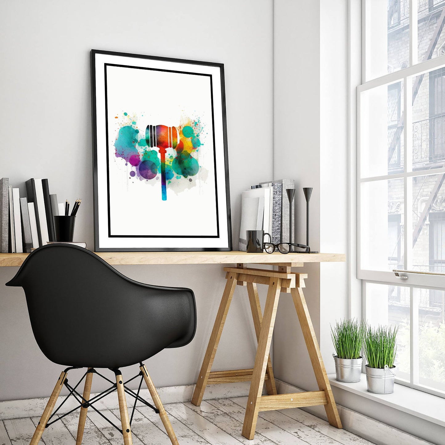 Judge's Gavel Art Print - Colourful Watercolour Poster - Law Office Wall Art - Lawyer Gift 3/3