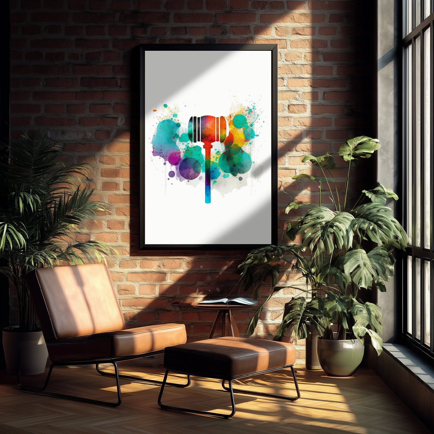 Judge's Gavel Art Print - Colourful Watercolour Poster - Law Office Wall Art - Lawyer Gift 3/3