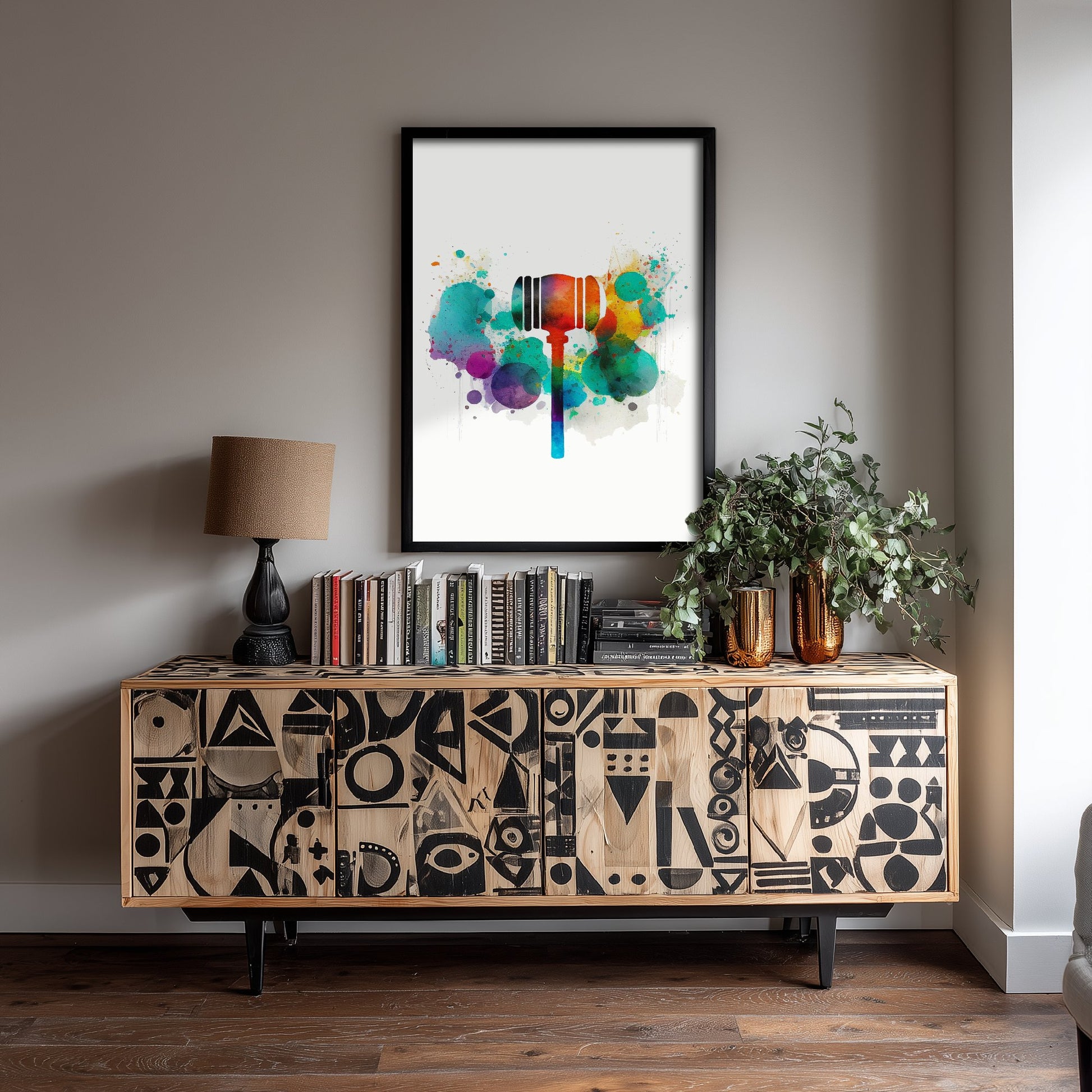 Judge's Gavel Art Print - Colourful Watercolour Poster - Law Office Wall Art - Lawyer Gift 3/3