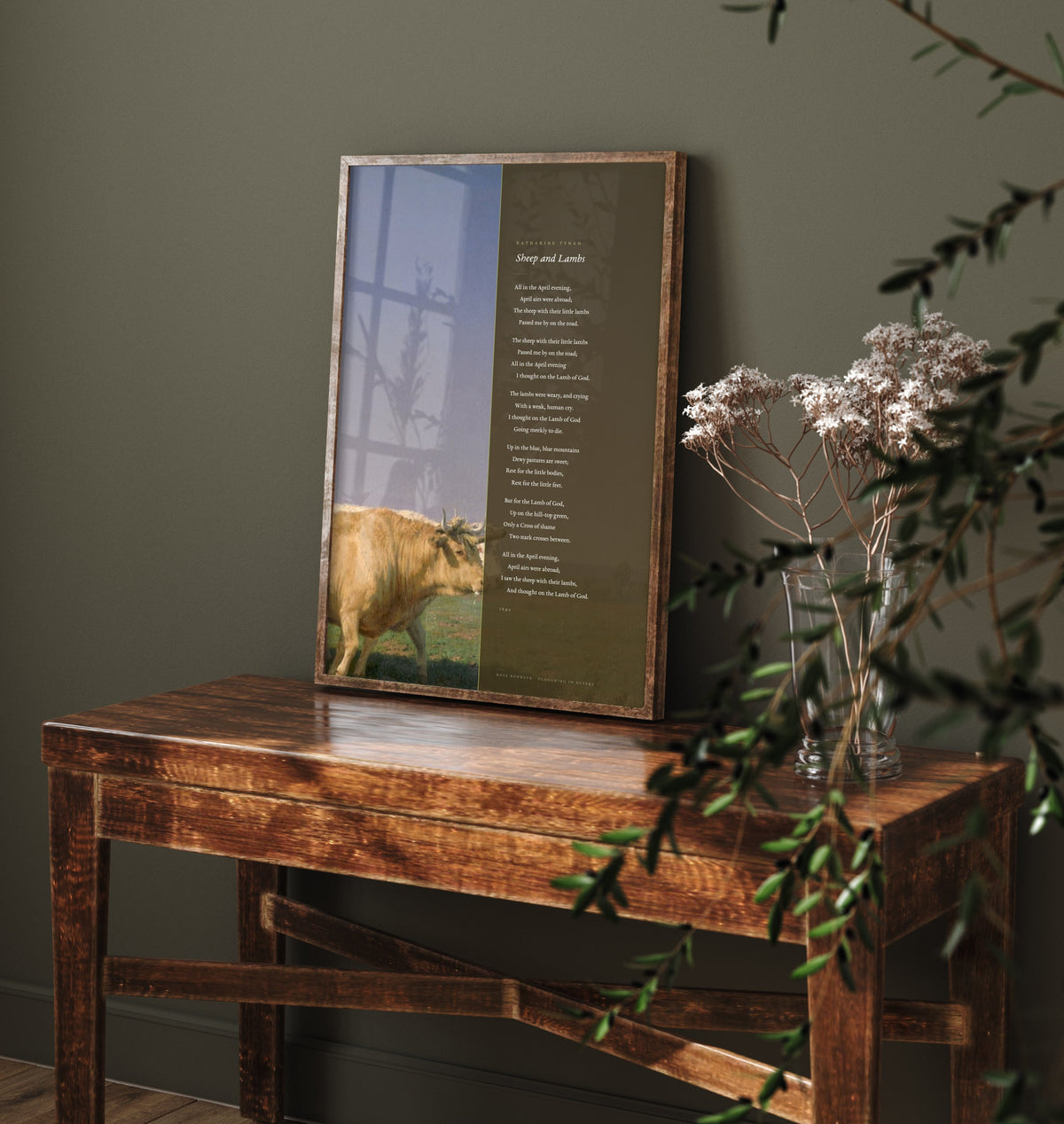 Sheep and Lambs by Katharine Tynan Art Print - Full Poem beside Ploughing in Nevers Classic Painting - Easter Poetry Poster