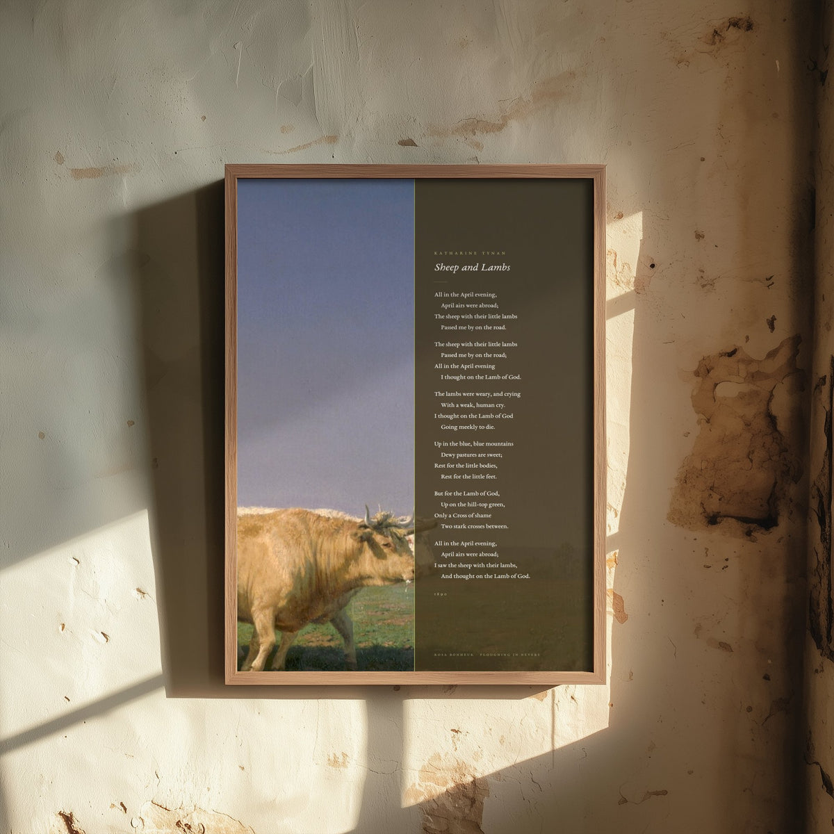 Sheep and Lambs by Katharine Tynan Art Print - Full Poem beside Ploughing in Nevers Classic Painting - Easter Poetry Poster
