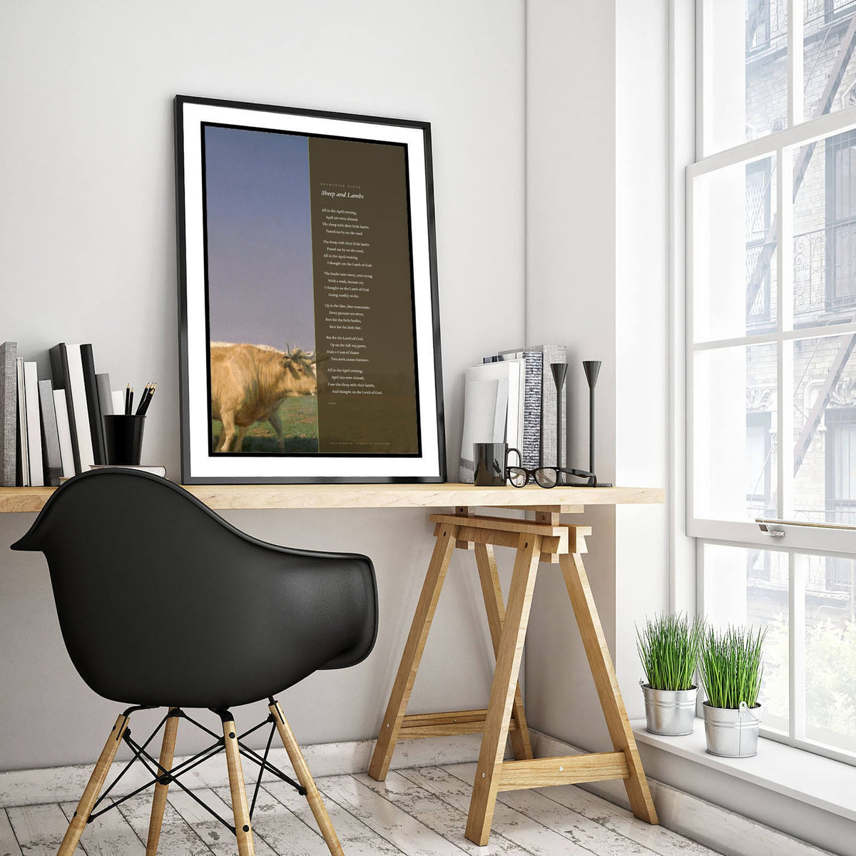 Sheep and Lambs by Katharine Tynan Art Print - Full Poem beside Ploughing in Nevers Classic Painting - Easter Poetry Poster