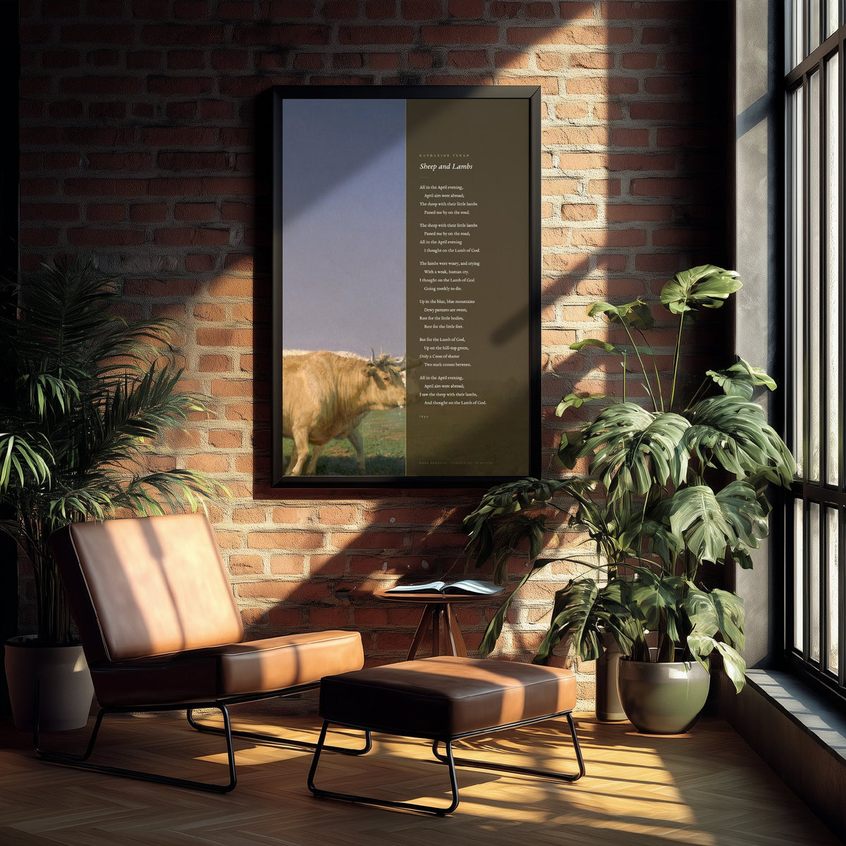 Sheep and Lambs by Katharine Tynan Art Print - Full Poem beside Ploughing in Nevers Classic Painting - Easter Poetry Poster
