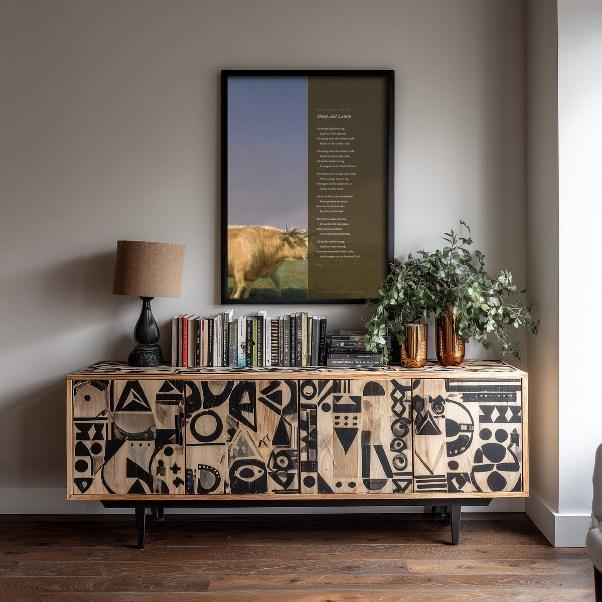 Sheep and Lambs by Katharine Tynan Art Print - Full Poem beside Ploughing in Nevers Classic Painting - Easter Poetry Poster
