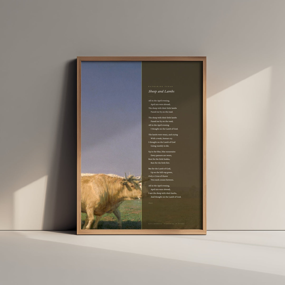 Sheep and Lambs by Katharine Tynan Art Print - Full Poem beside Ploughing in Nevers Classic Painting - Easter Poetry Poster