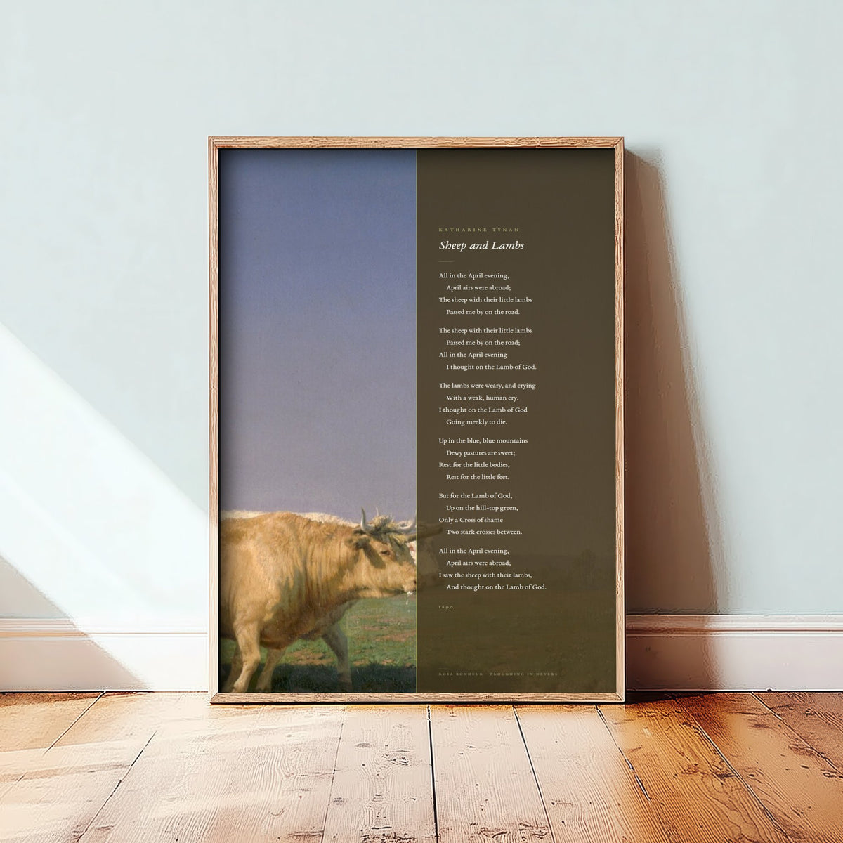 Sheep and Lambs by Katharine Tynan Art Print - Full Poem beside Ploughing in Nevers Classic Painting - Easter Poetry Poster