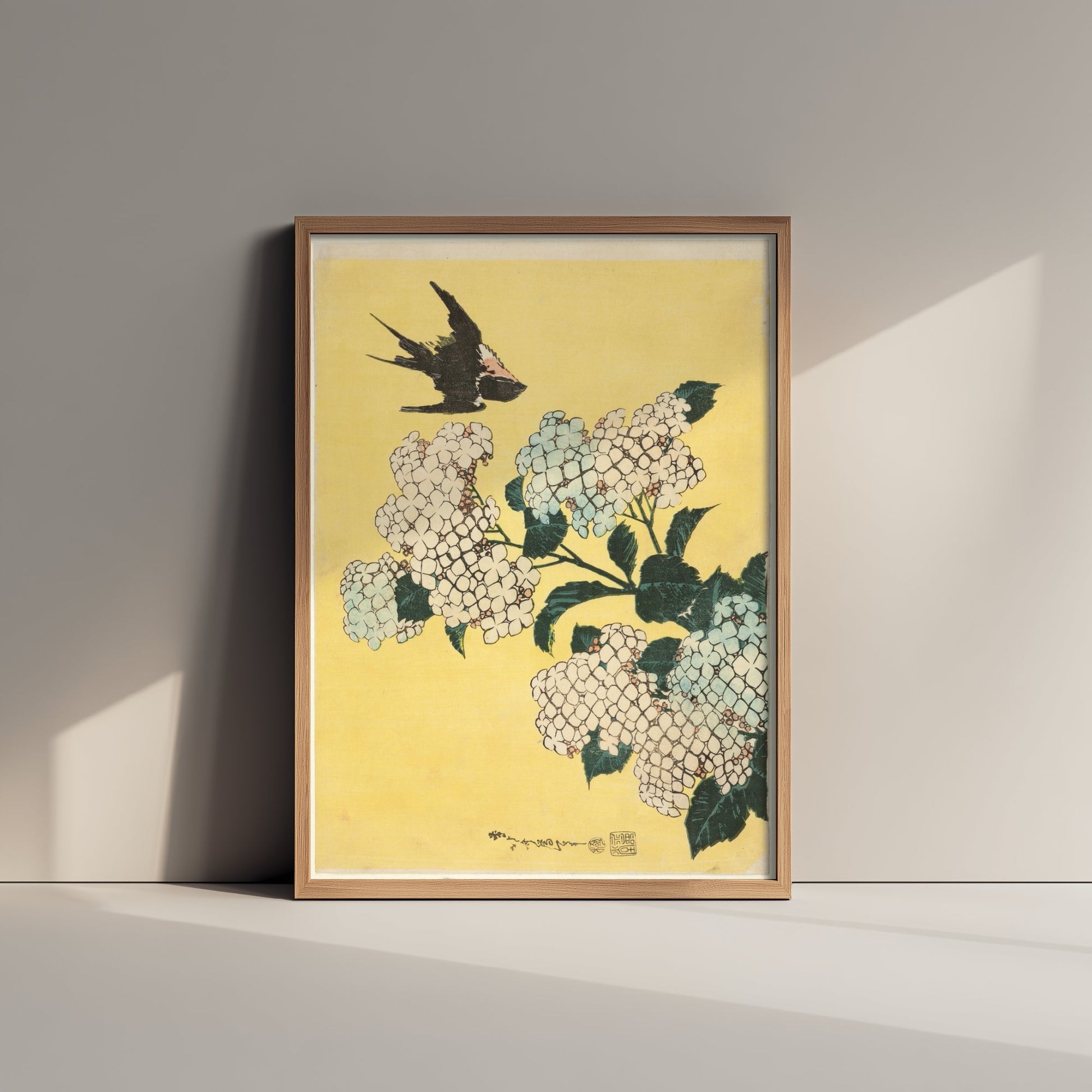 Katsushika Hokusai - Hydrangea and Swallow (1834) - Japanese Woodblock Art Print - Ukiyo-e Poster - Woodcut 2/3