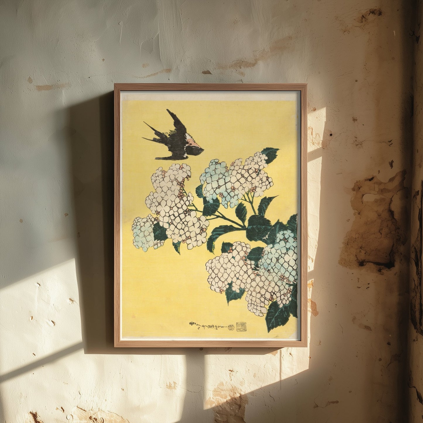 Katsushika Hokusai - Hydrangea and Swallow (1834) - Japanese Woodblock Art Print - Ukiyo-e Poster - Woodcut 2/3