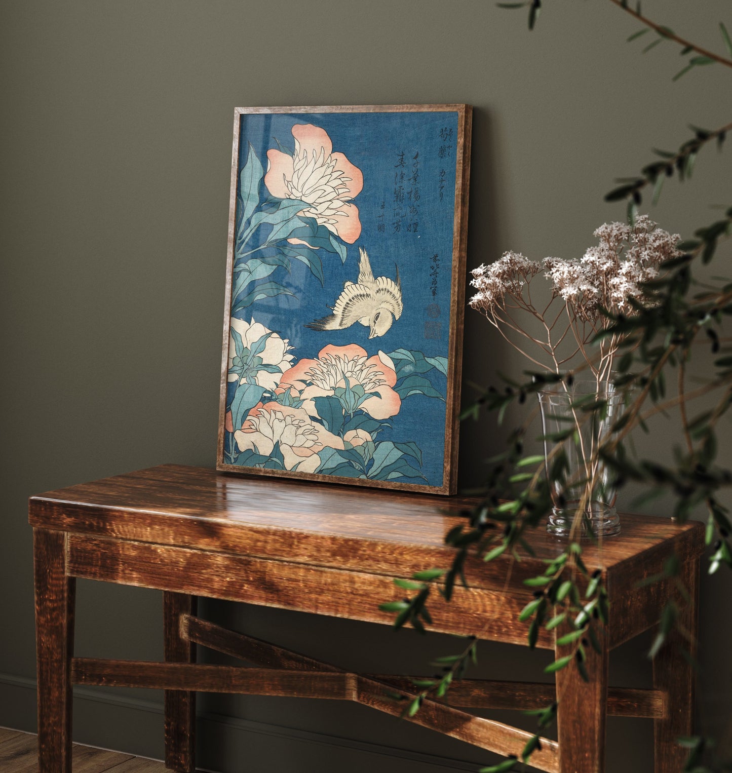 Katsushika Hokusai - Peonies and Canary (1834) - Japanese Woodblock Art Print - Ukiyo-e Poster - Woodcut 3/3