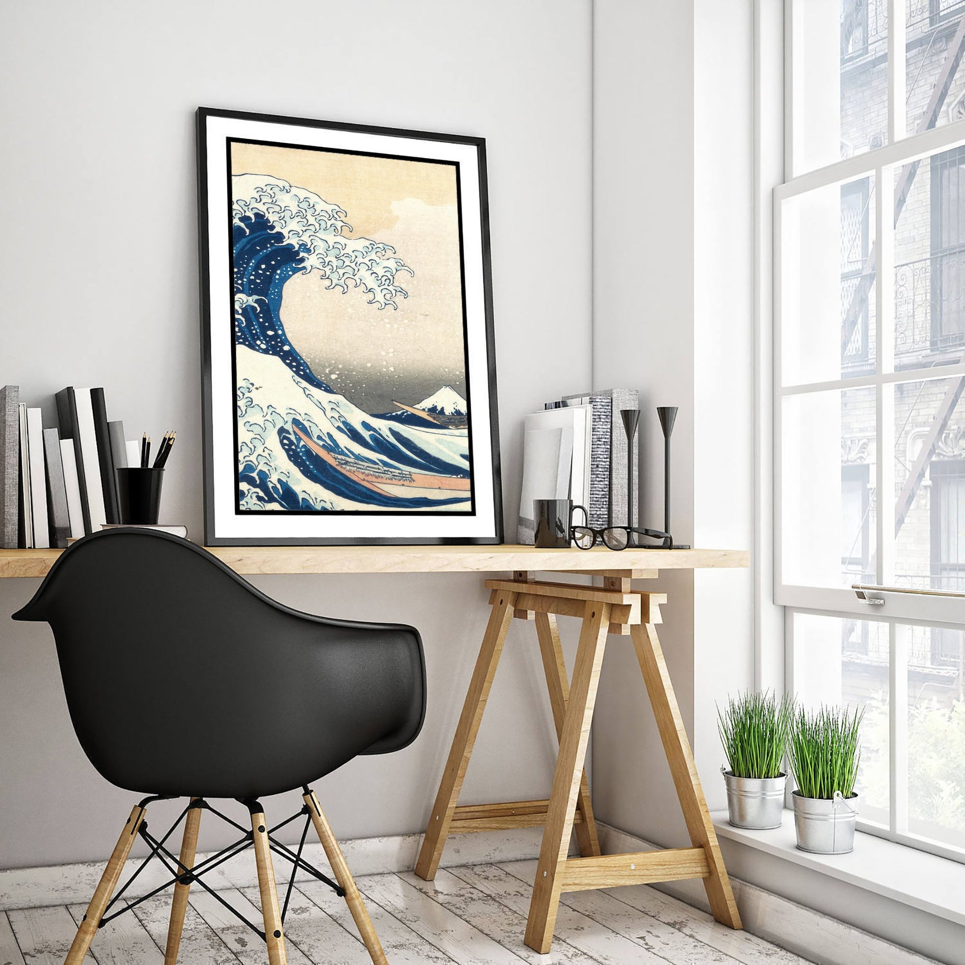 Katsushika Hokusai - Great Wave off Kanagawa, Mount Fuji (1831) - Woodblock Art Print - Ukiyo-e Poster - Woodcut V3 2/3