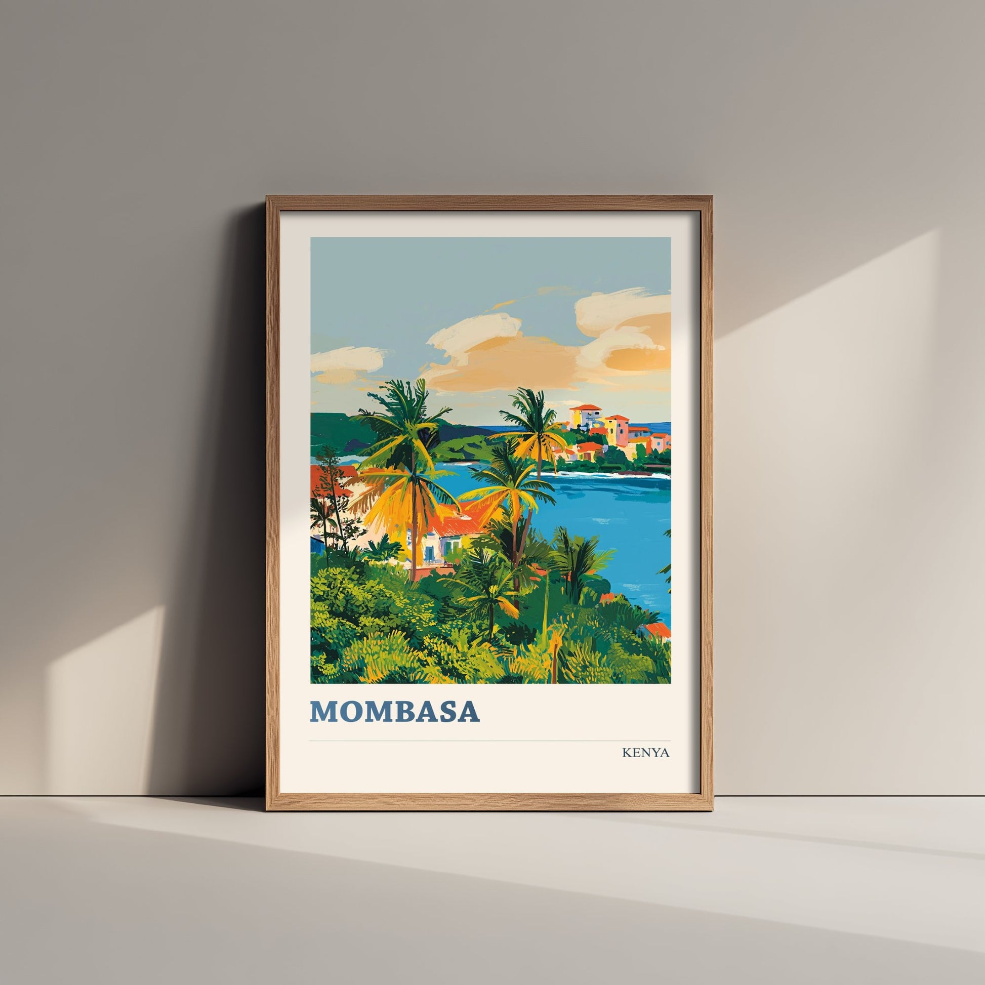 Mombasa Travel Poster - Kenya Art Print - Vibrant Coastal Illustration - Palm Beach 2/3