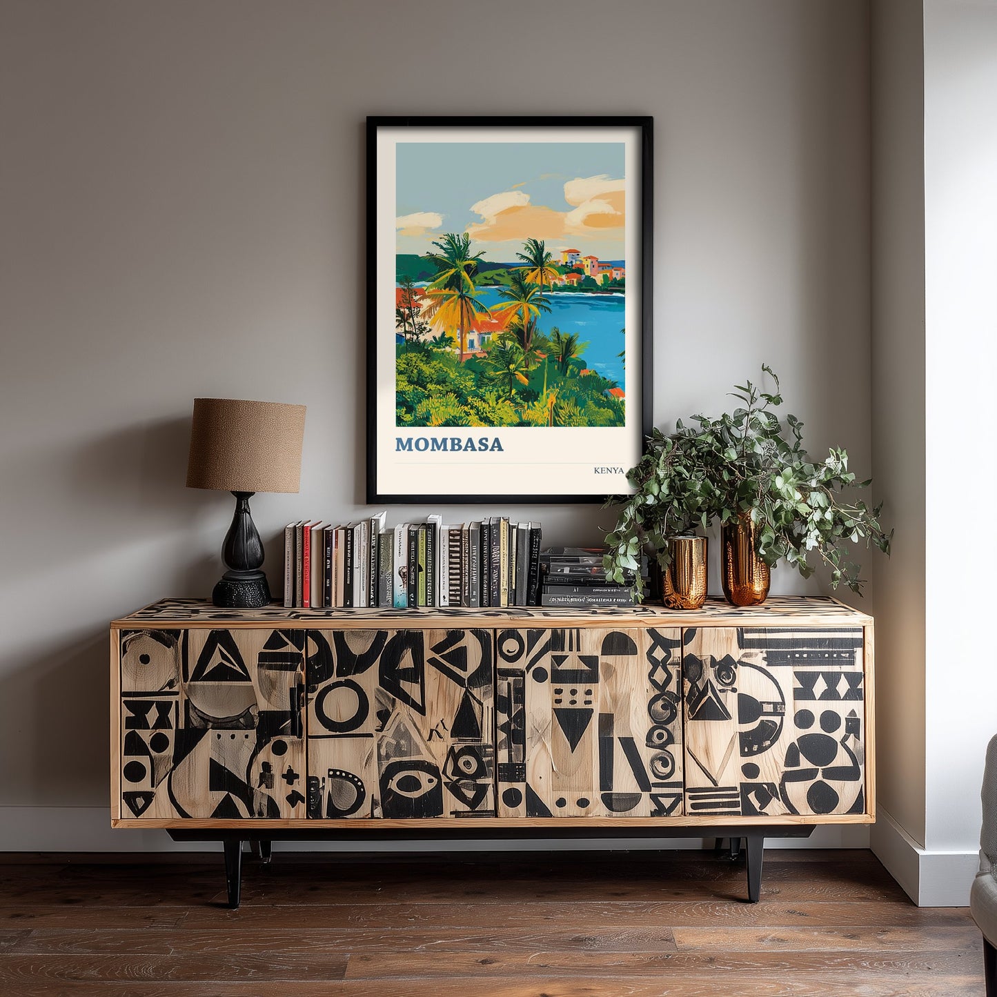 Mombasa Travel Poster - Kenya Art Print - Vibrant Coastal Illustration - Palm Beach 2/3
