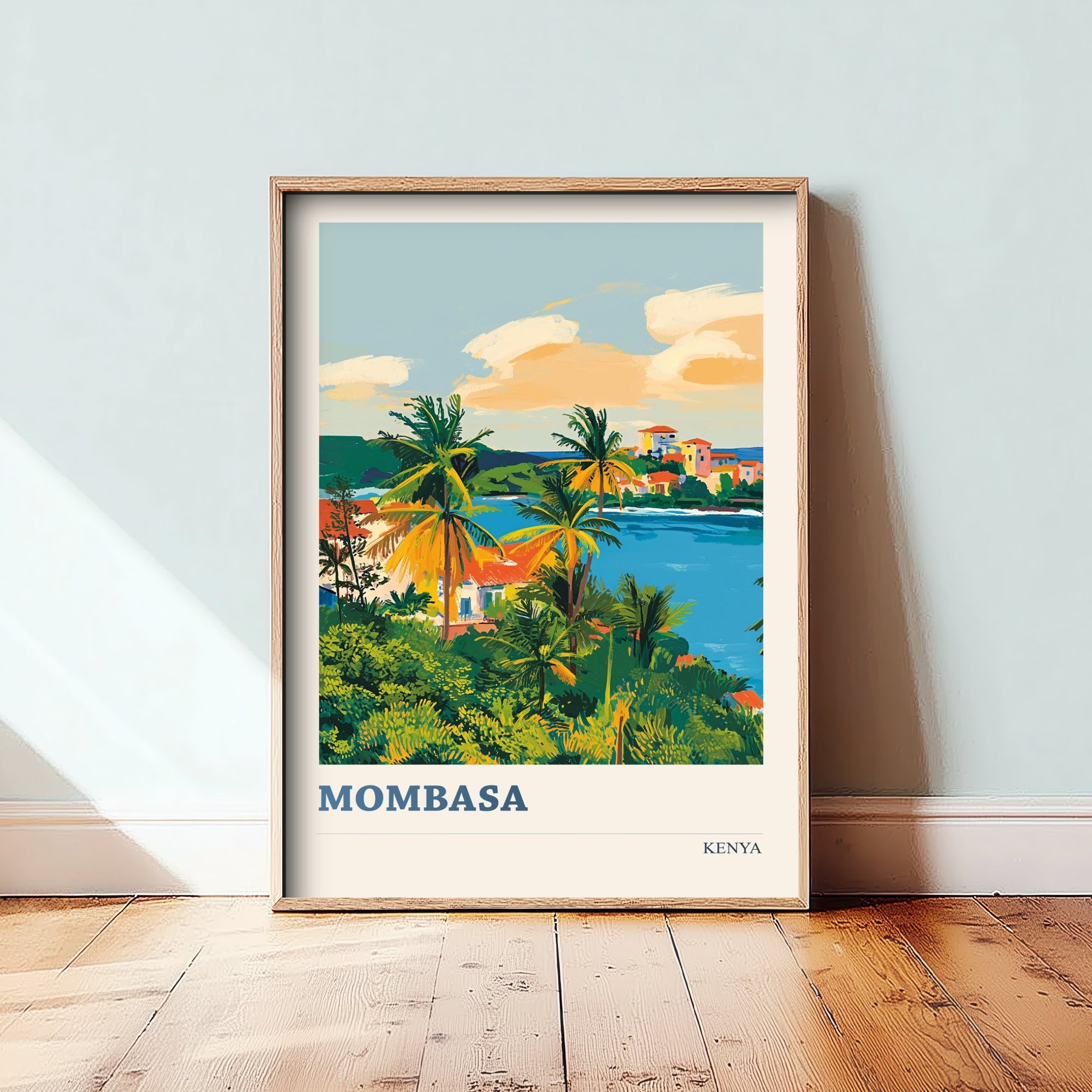 Mombasa Travel Poster - Kenya Art Print - Vibrant Coastal Illustration - Palm Beach 2/3