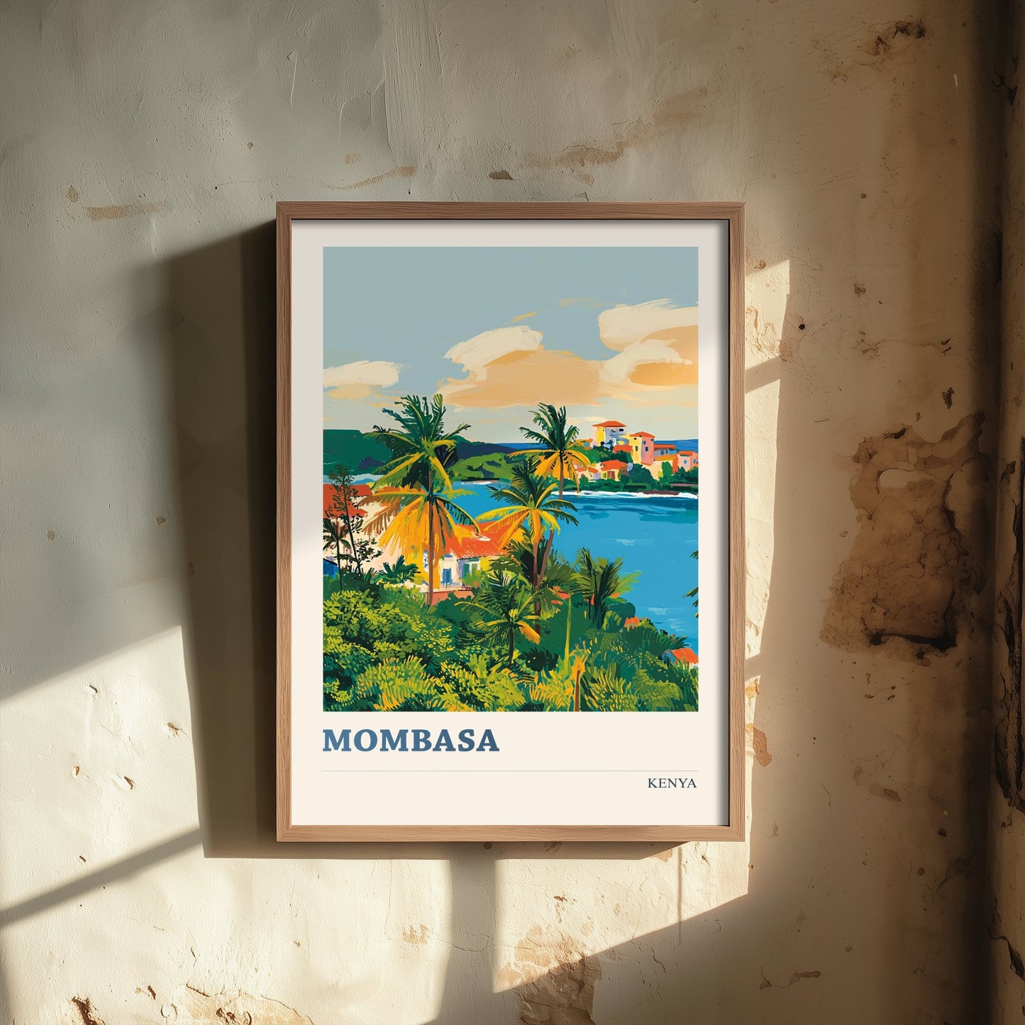 Mombasa Travel Poster - Kenya Art Print - Vibrant Coastal Illustration - Palm Beach 2/3