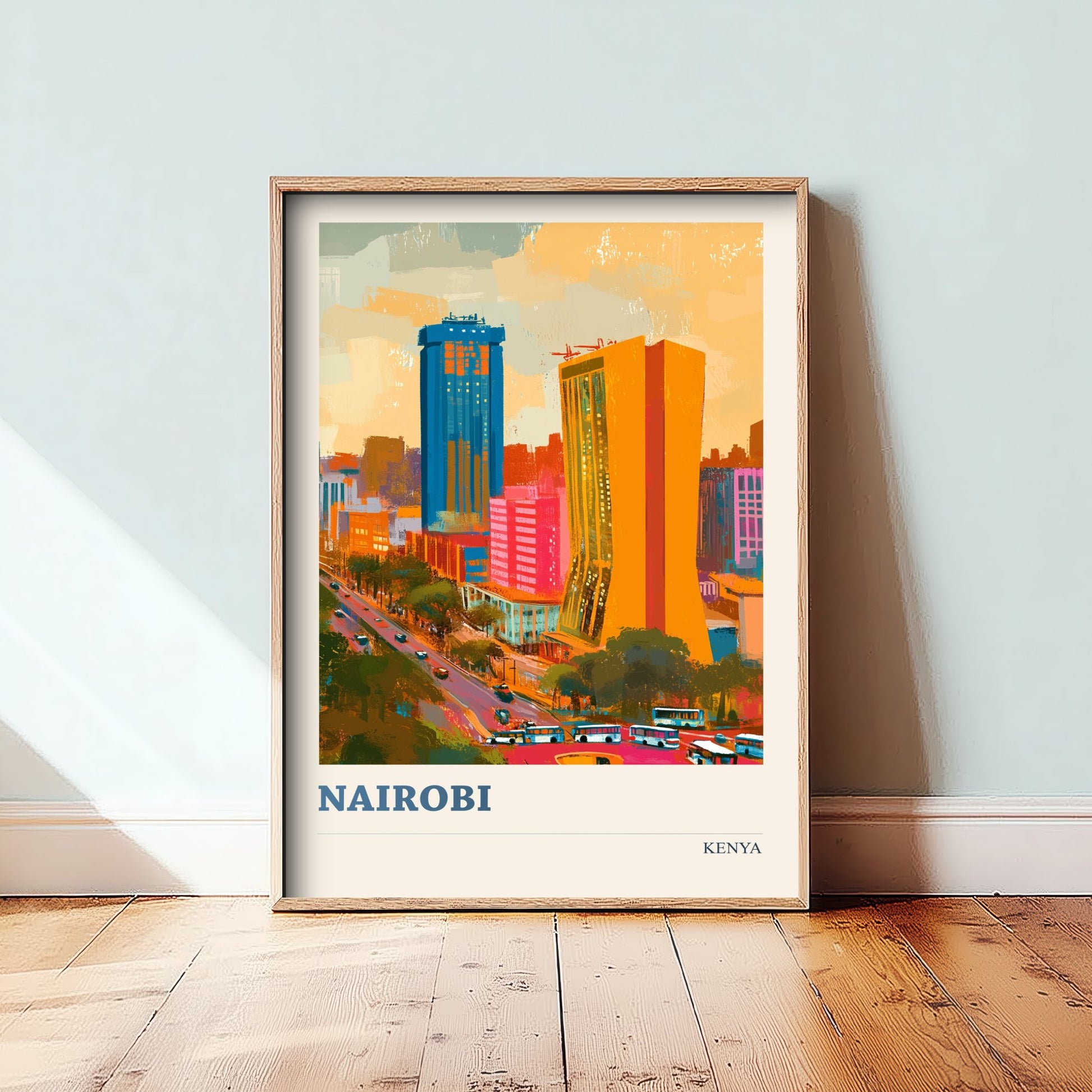 Nairobi Travel Poster - Kenya Art Print - Vibrant City Illustration - City Skyline 3/3