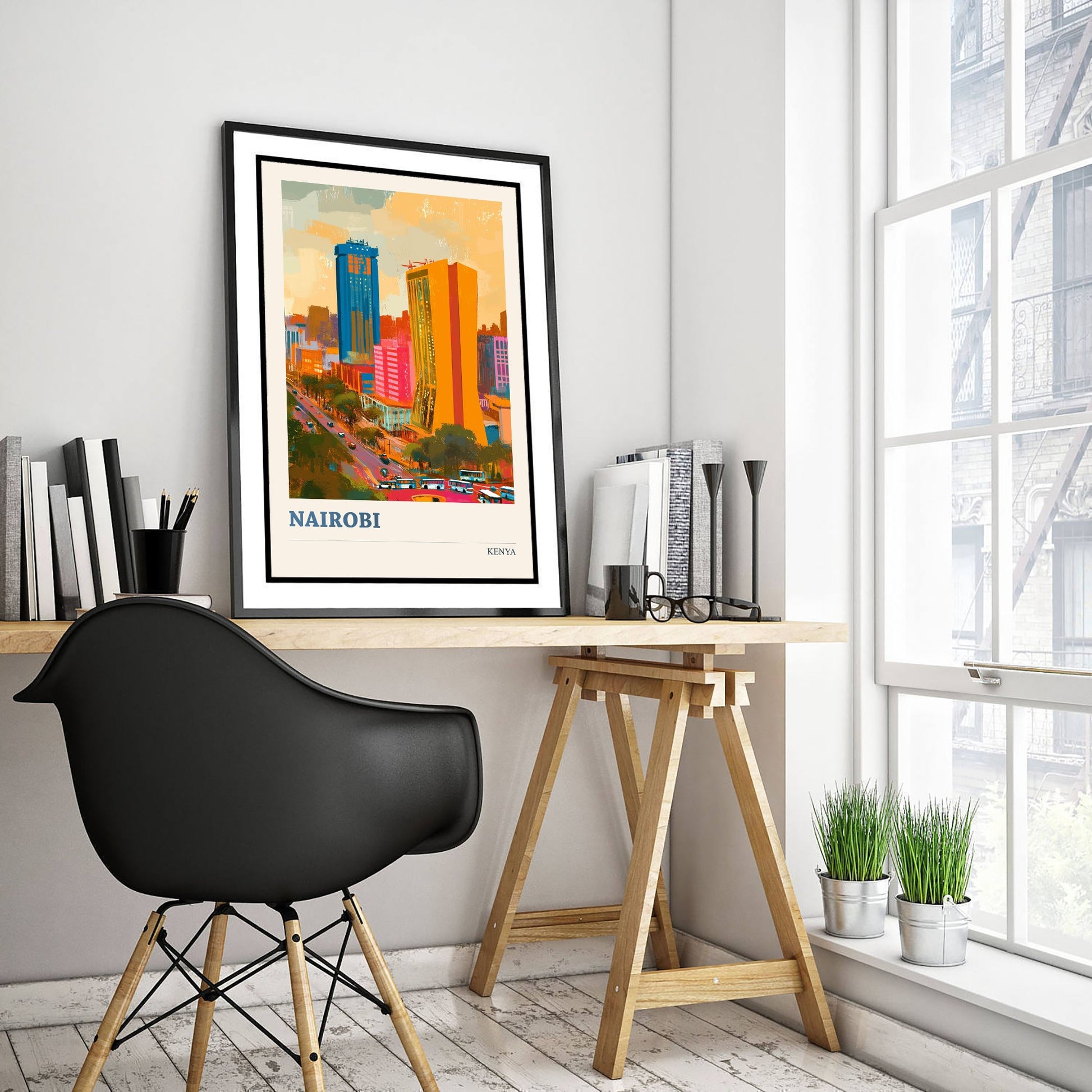 Nairobi Travel Poster - Kenya Art Print - Vibrant City Illustration - City Skyline 3/3