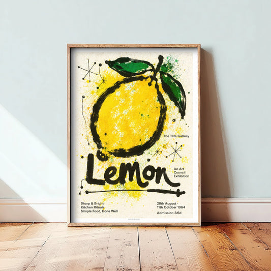 Lemon Kitchen Art Print - Expressive Ink Painting Poster - Vintage Food Wall Art - Cooking Lover Decor 3/3
