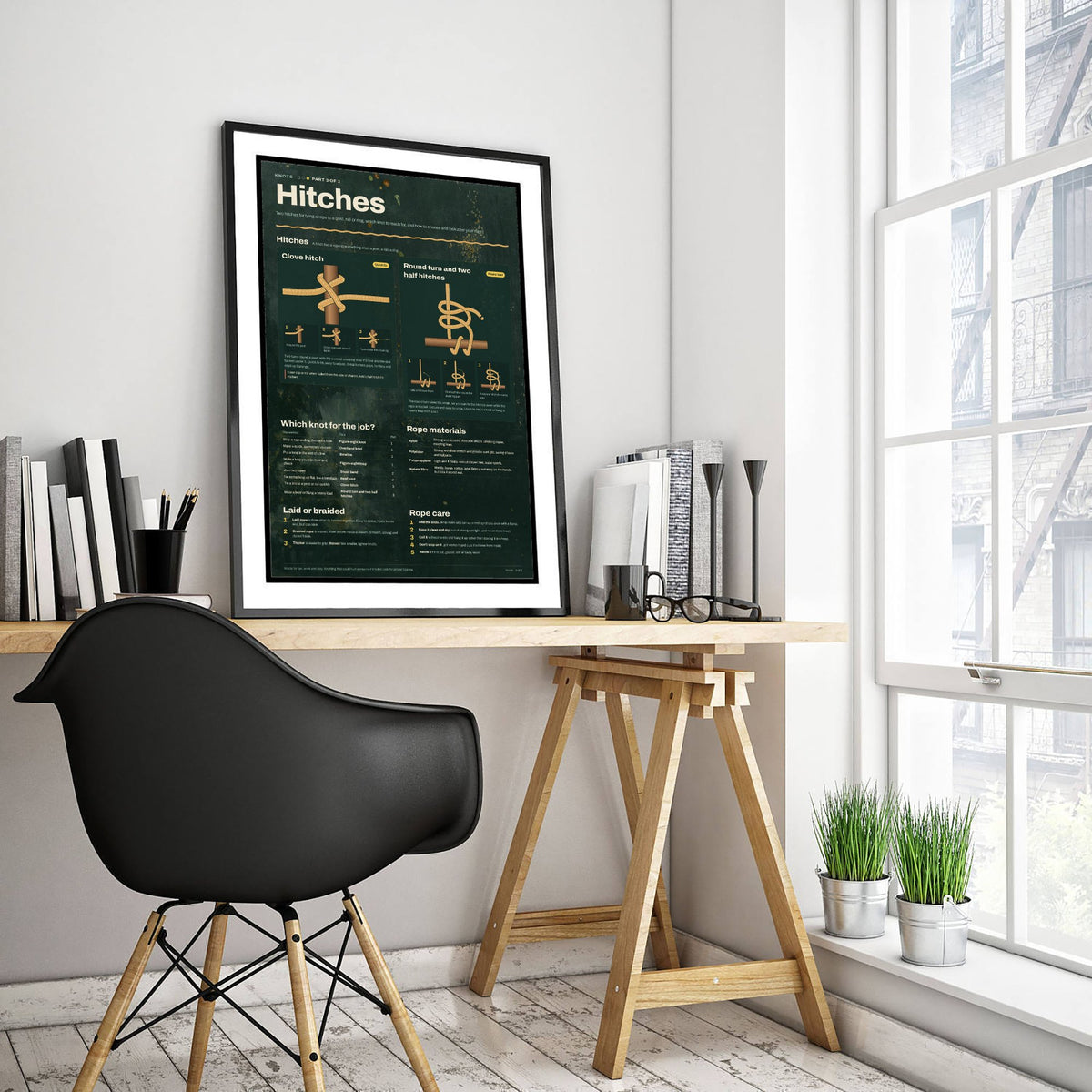 Clove Hitch Art Print - Hitches and Rope Care Knot Guide Poster - Educational Illustration - Boating Gift 3/3