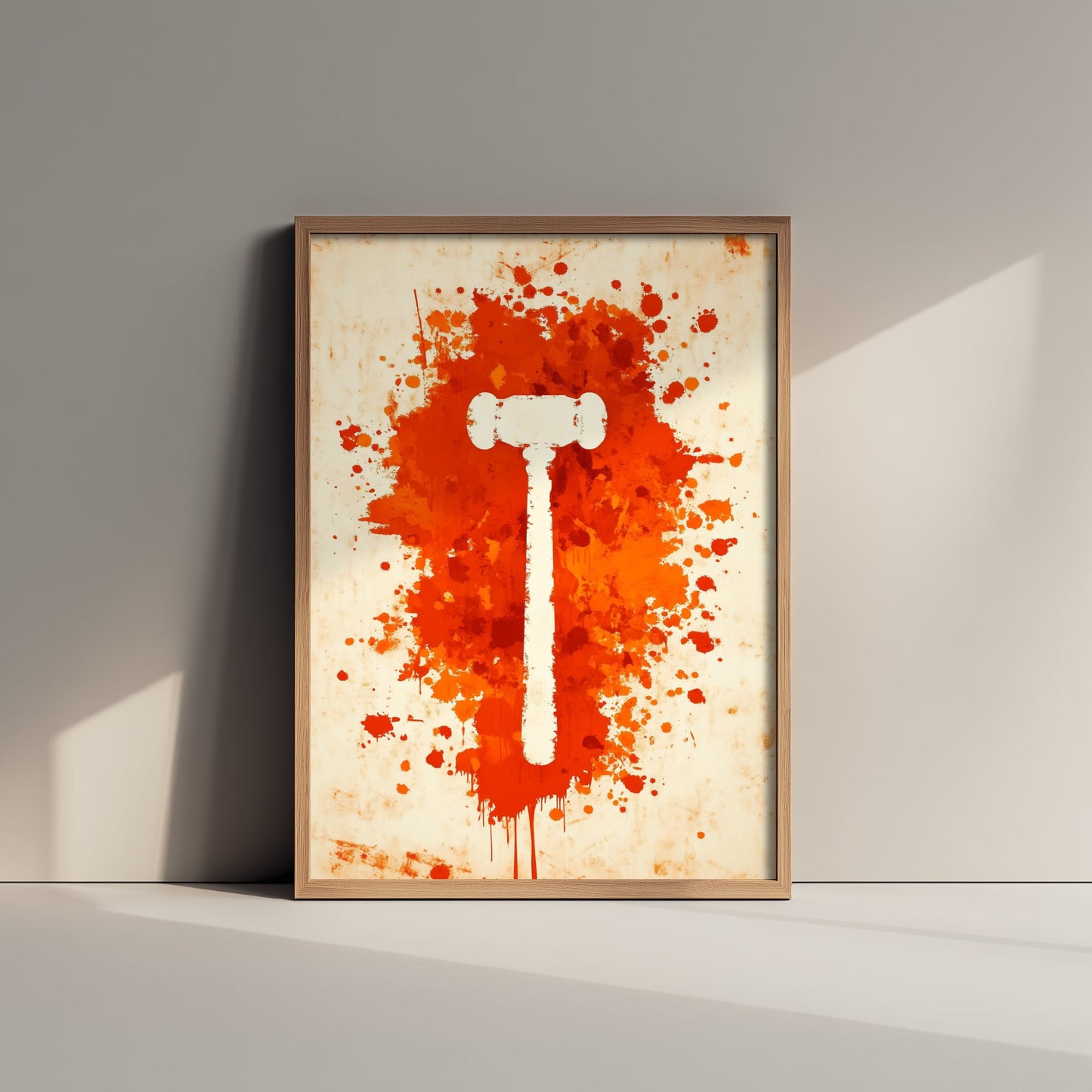 Gavel Law Art Print - Legal Office Poster - Orange Grunge Illustration - Lawyer Gift 1/3