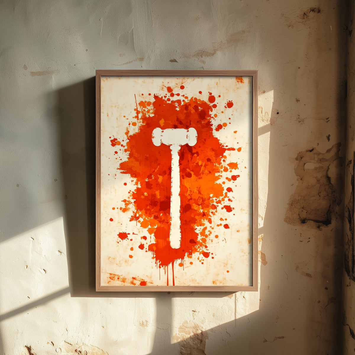 Gavel Law Art Print - Legal Office Poster - Orange Grunge Illustration - Lawyer Gift 1/3